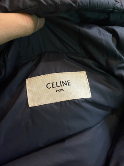 Celine CC Logo Navy Hooded Puffer Vest