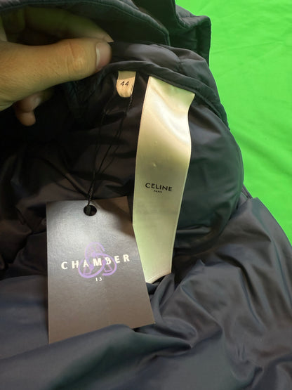 Celine CC Logo Navy Hooded Puffer Vest