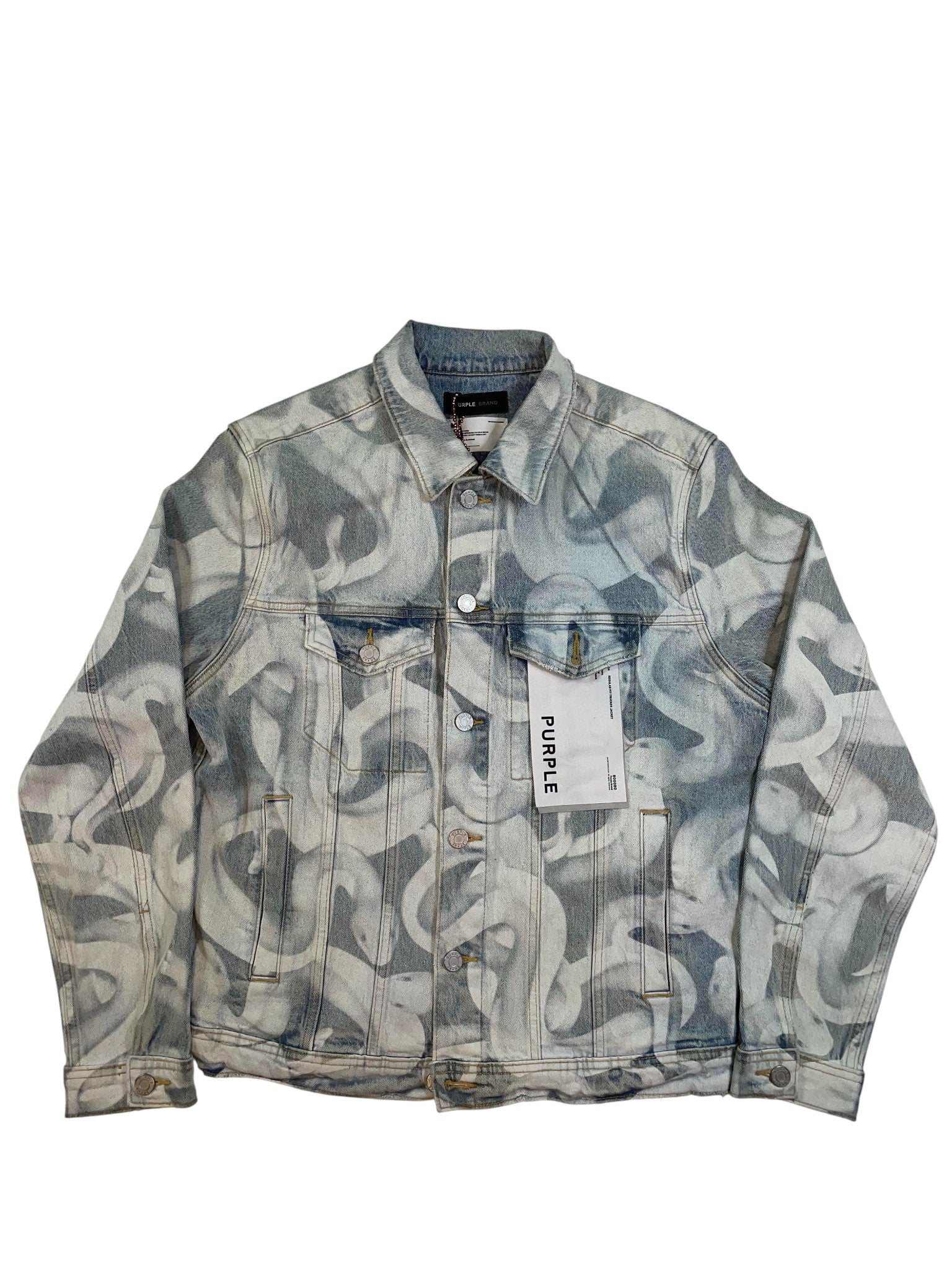 Purple Brand Light Wash & White Denim Jacket