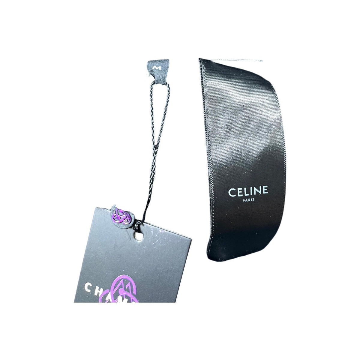 Celine Sherpa Lined Rhinestone Logo Denim Black Jacket