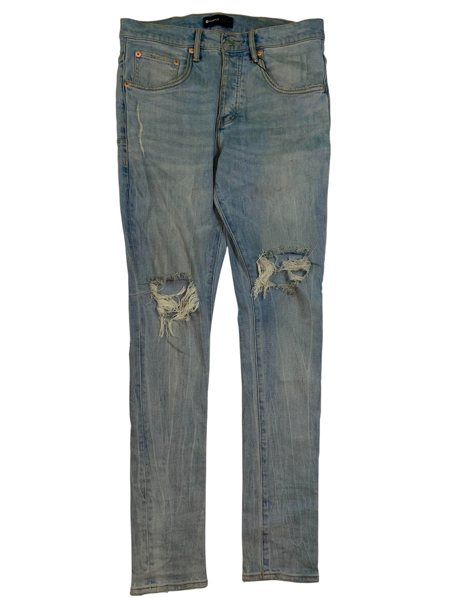 Purple Brand Light Wash Knee Rip Jeans