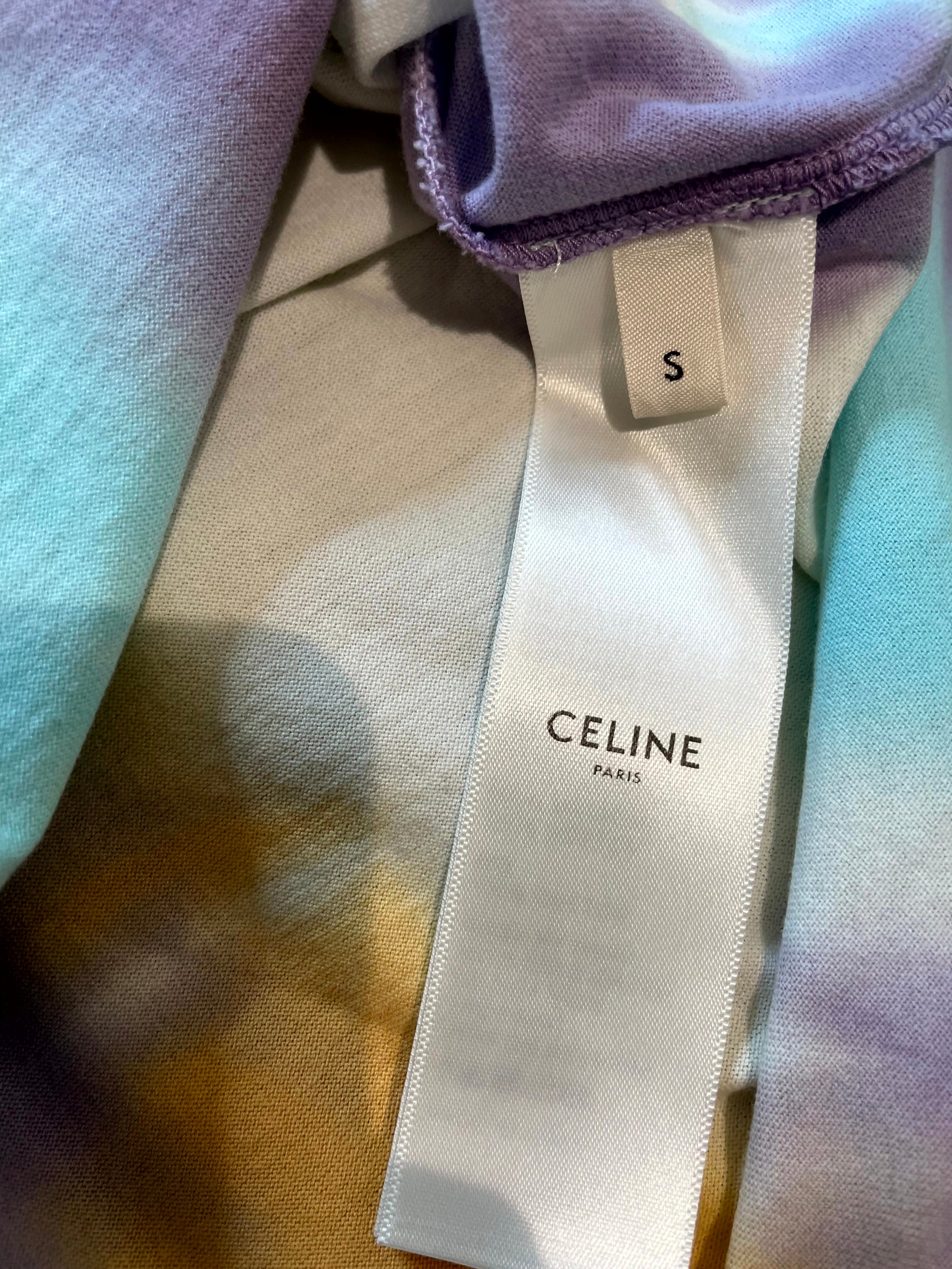 Celine Studded Spellout Logo Tie Dye Tee
