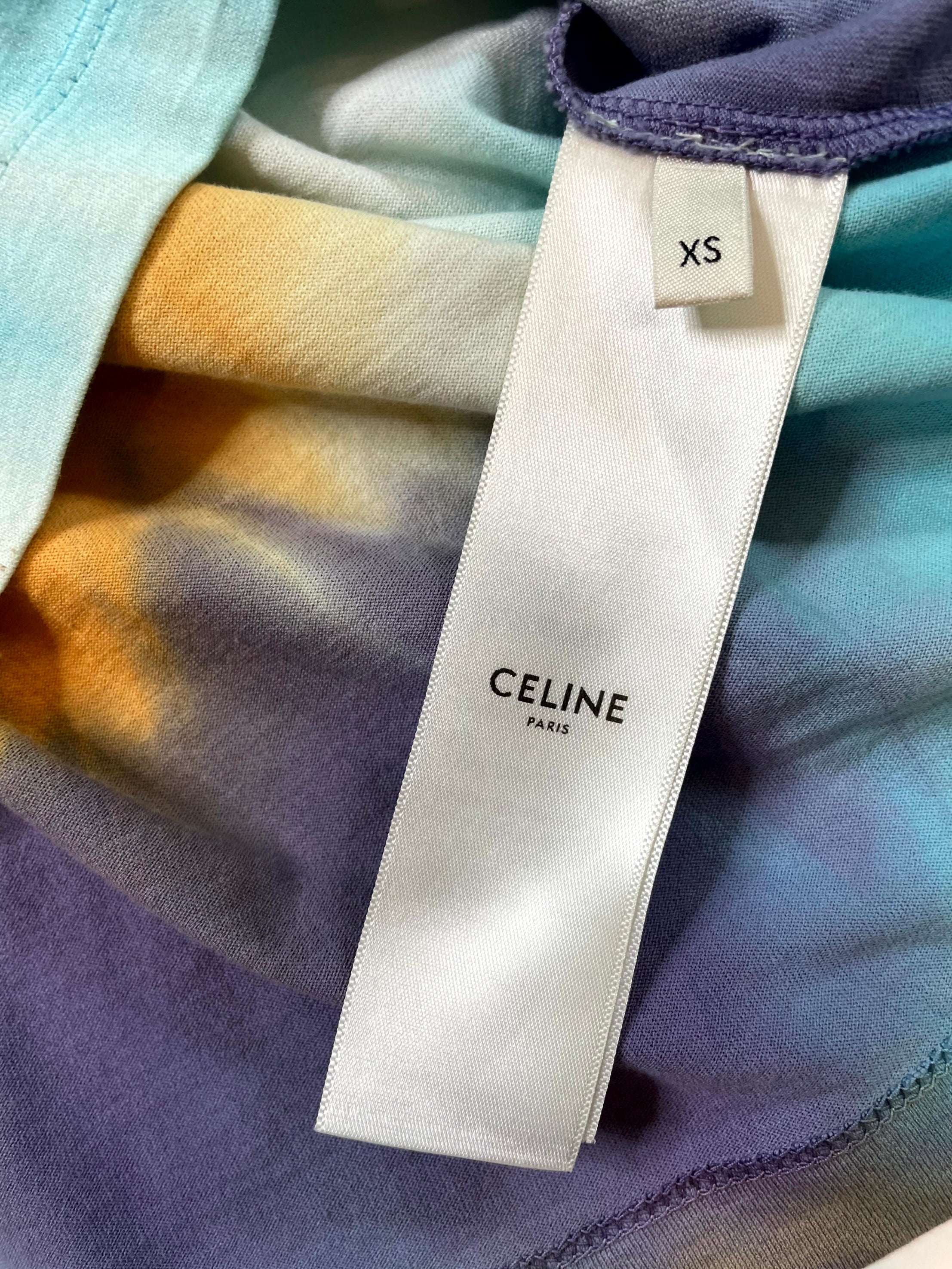 Celine Studded Spellout Logo Tie Dye Tee