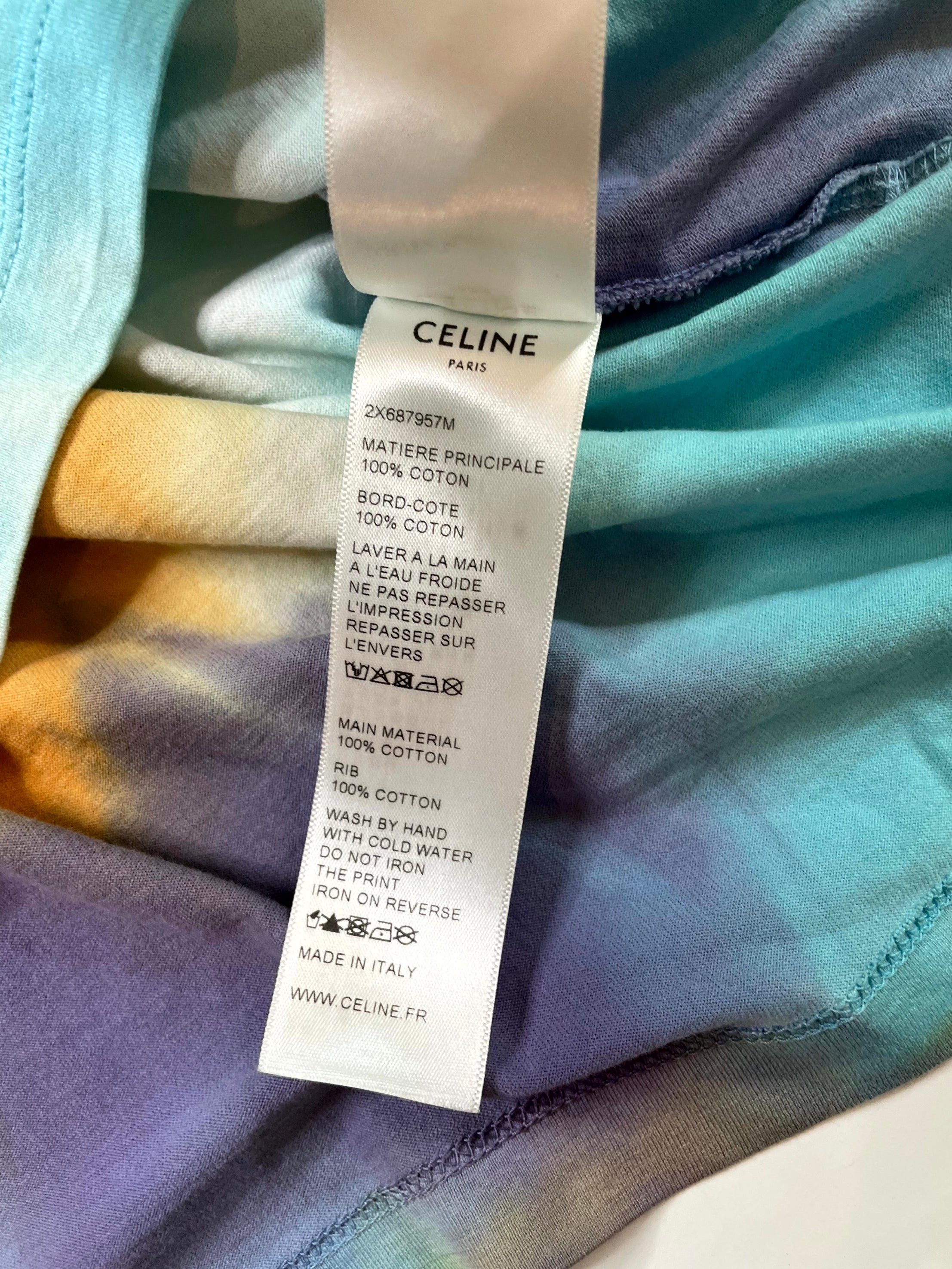 Celine Studded Spellout Logo Tie Dye Tee