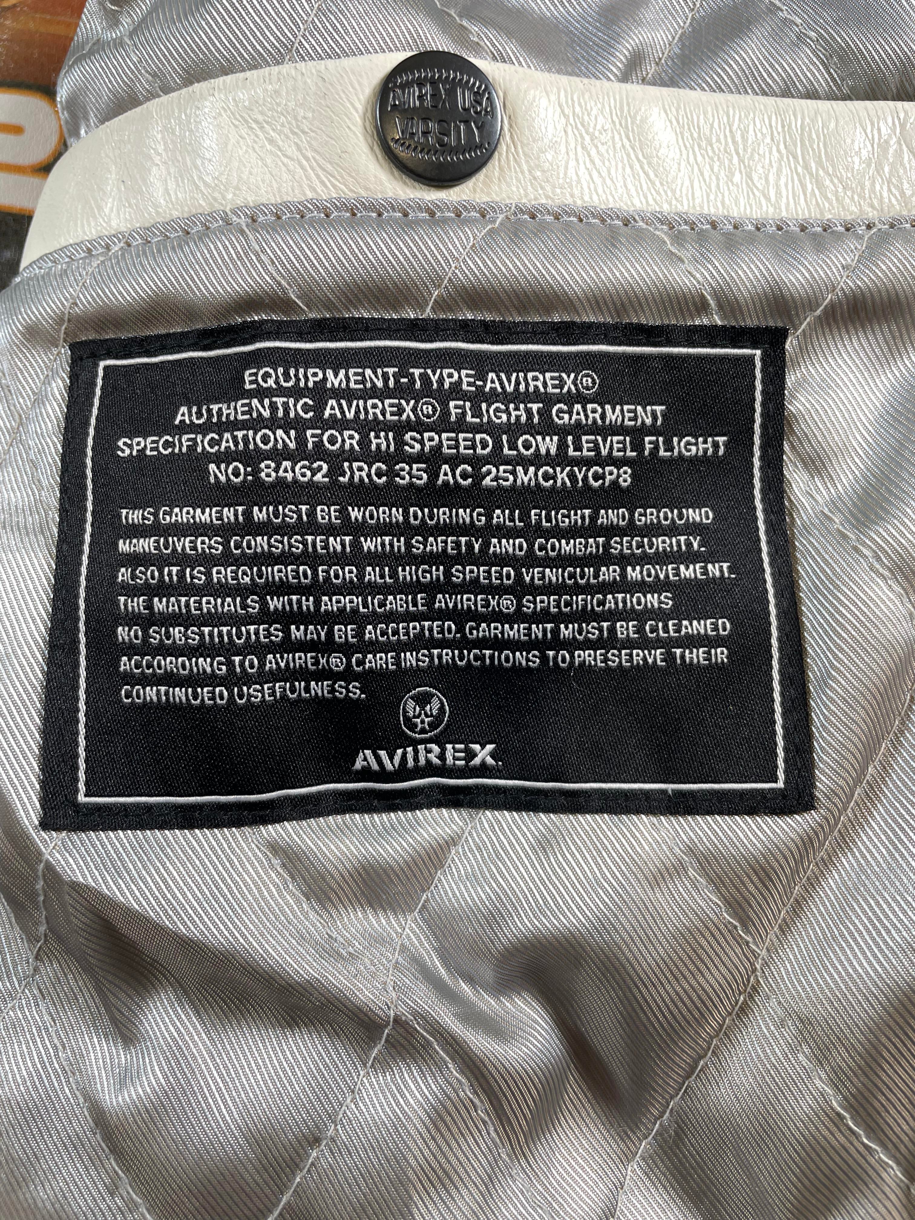 Avirex White Navy & Orange Varsity Jacket