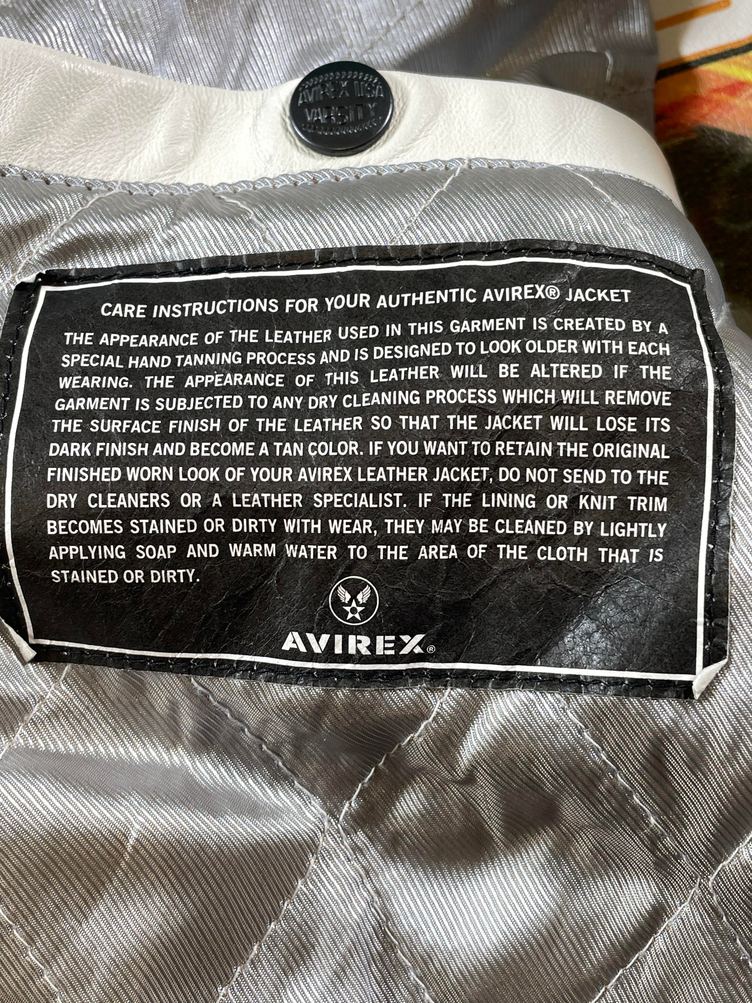 Avirex White Navy & Orange Varsity Jacket