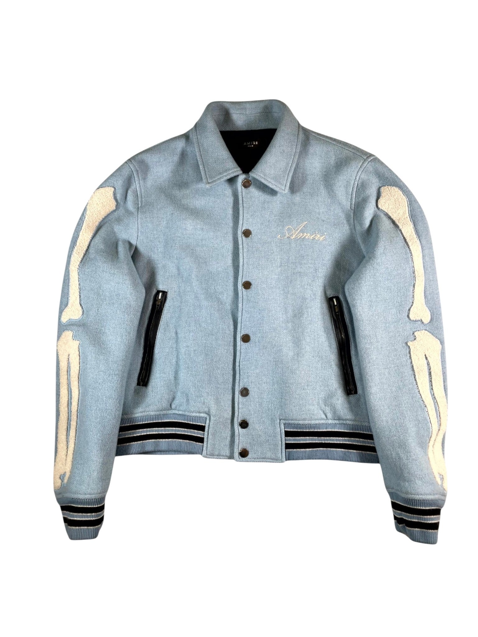 Amiri "Bone Varsity" Baby Blue Jacket