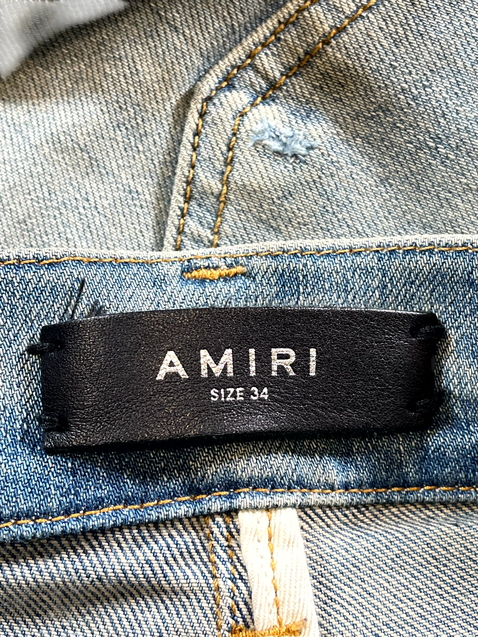 Amiri Orange Paisley Thrasher Light Wash Jeans