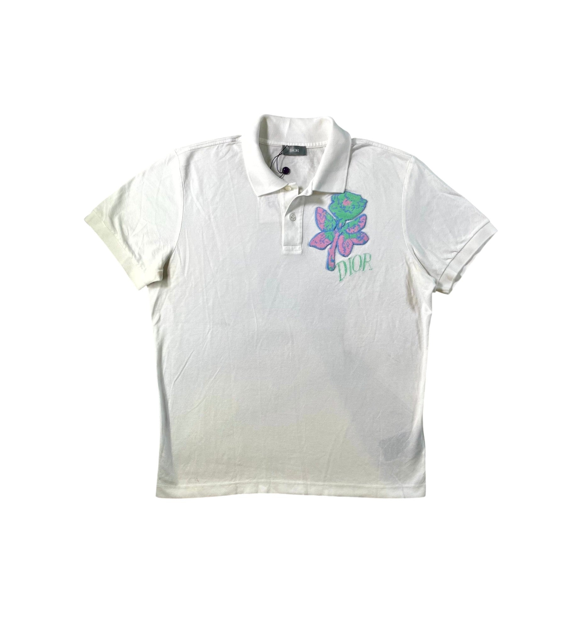 Dior Floral White Polo Shirt