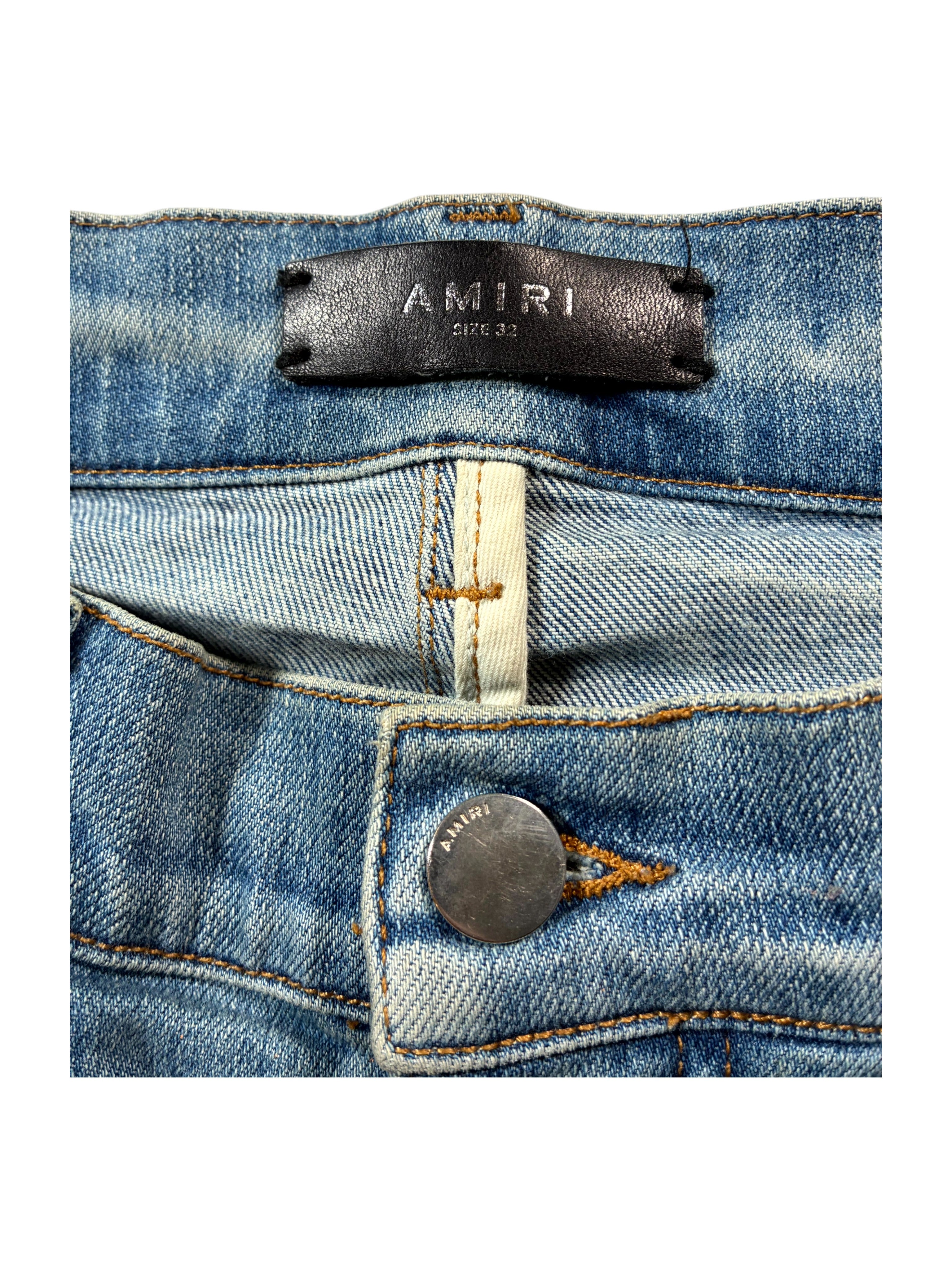 Amiri UNC Paisley Patch MX1 Light Wash Jeans