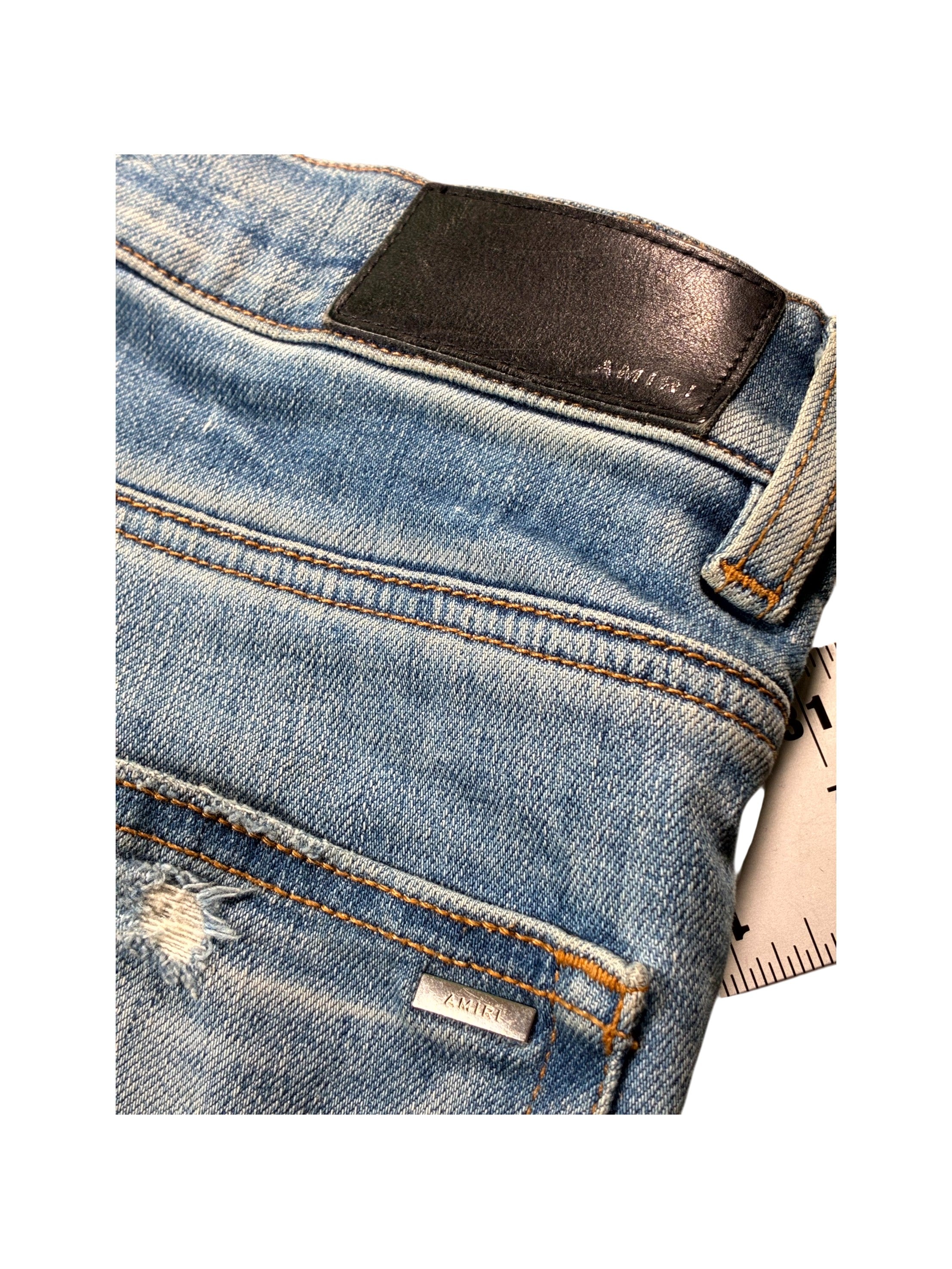 Amiri UNC Paisley Patch MX1 Light Wash Jeans