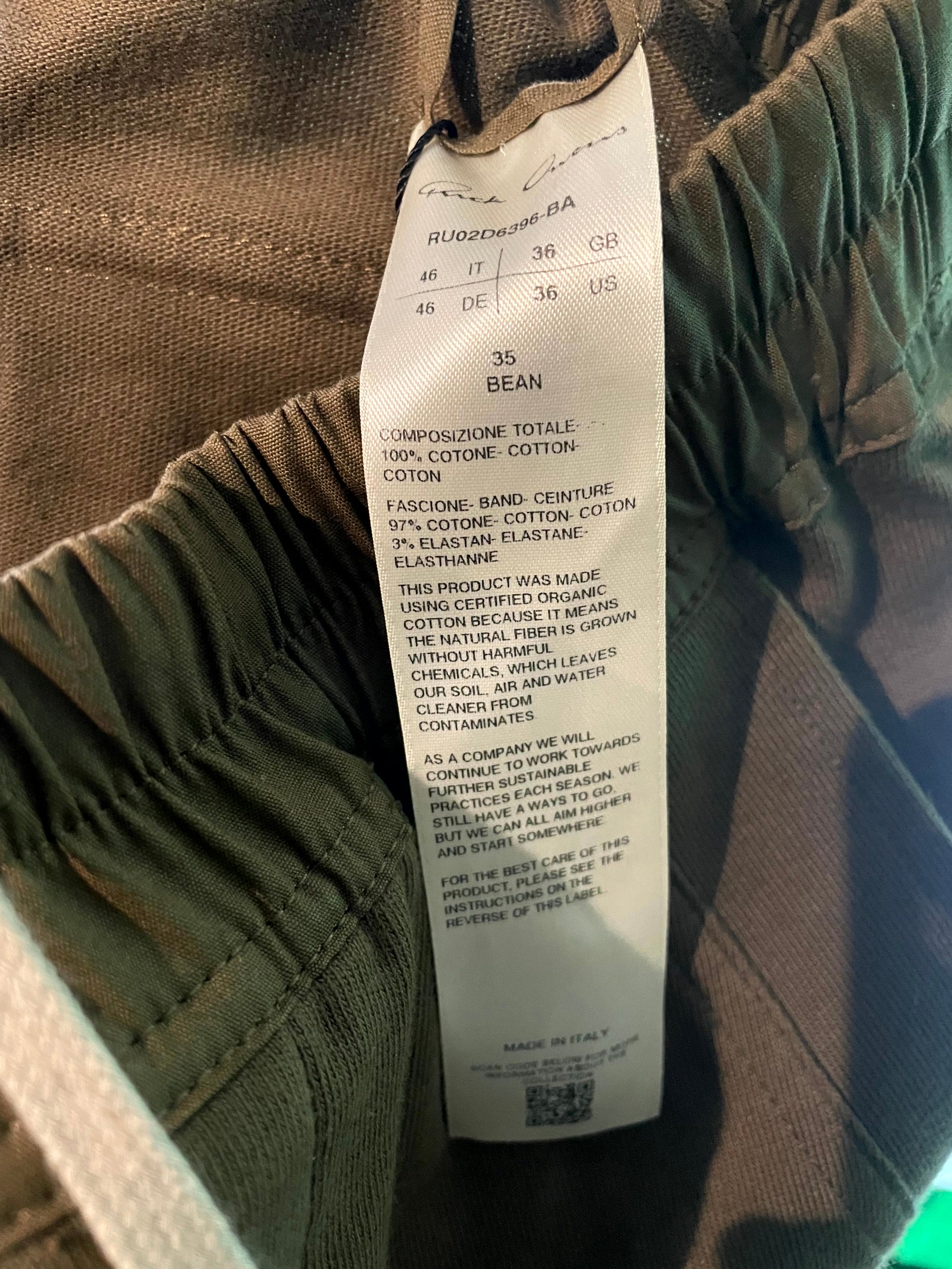 Rick Owens Olive Cargo Pants