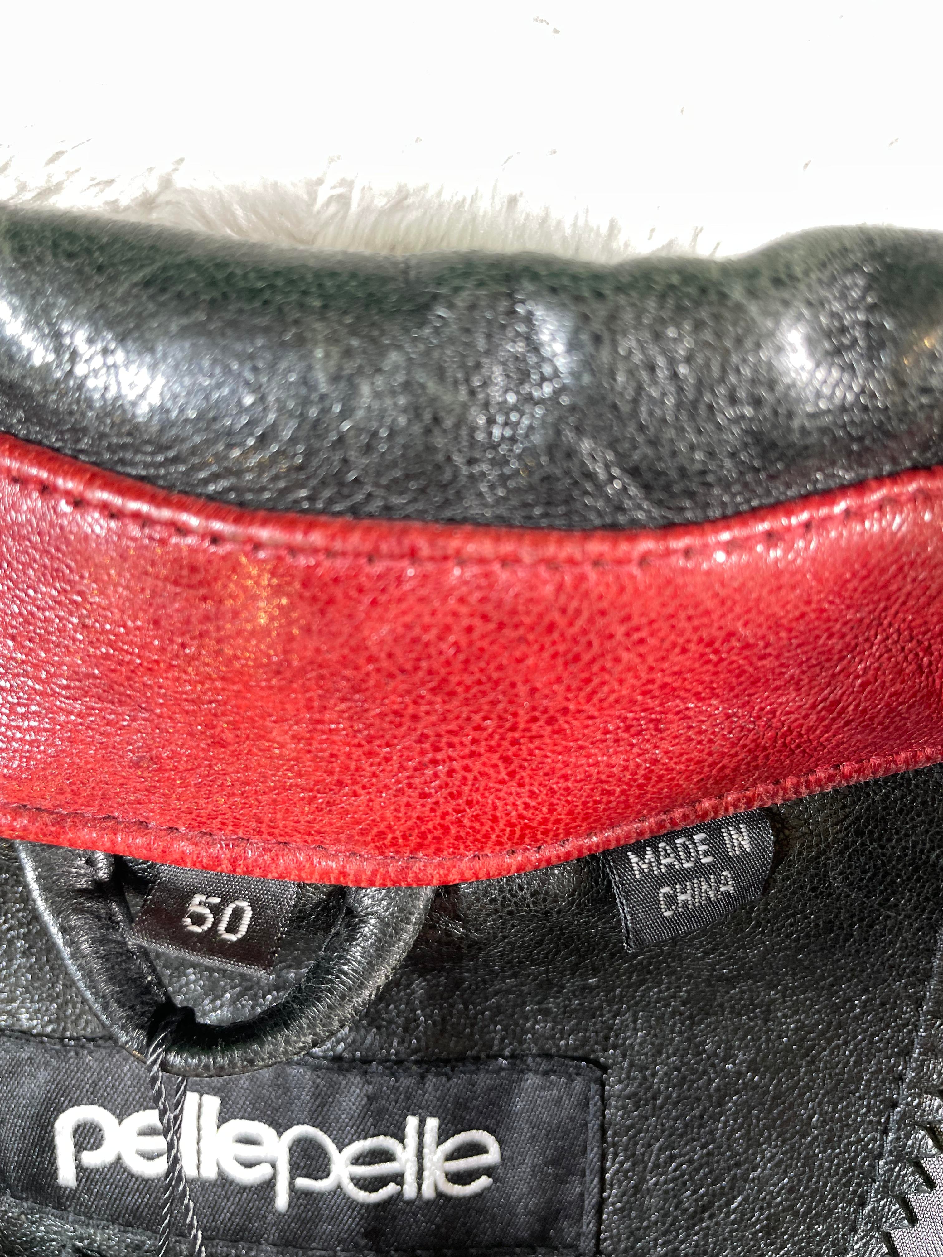 Pelle Pelle Leather Varsity Black & Red Jacket