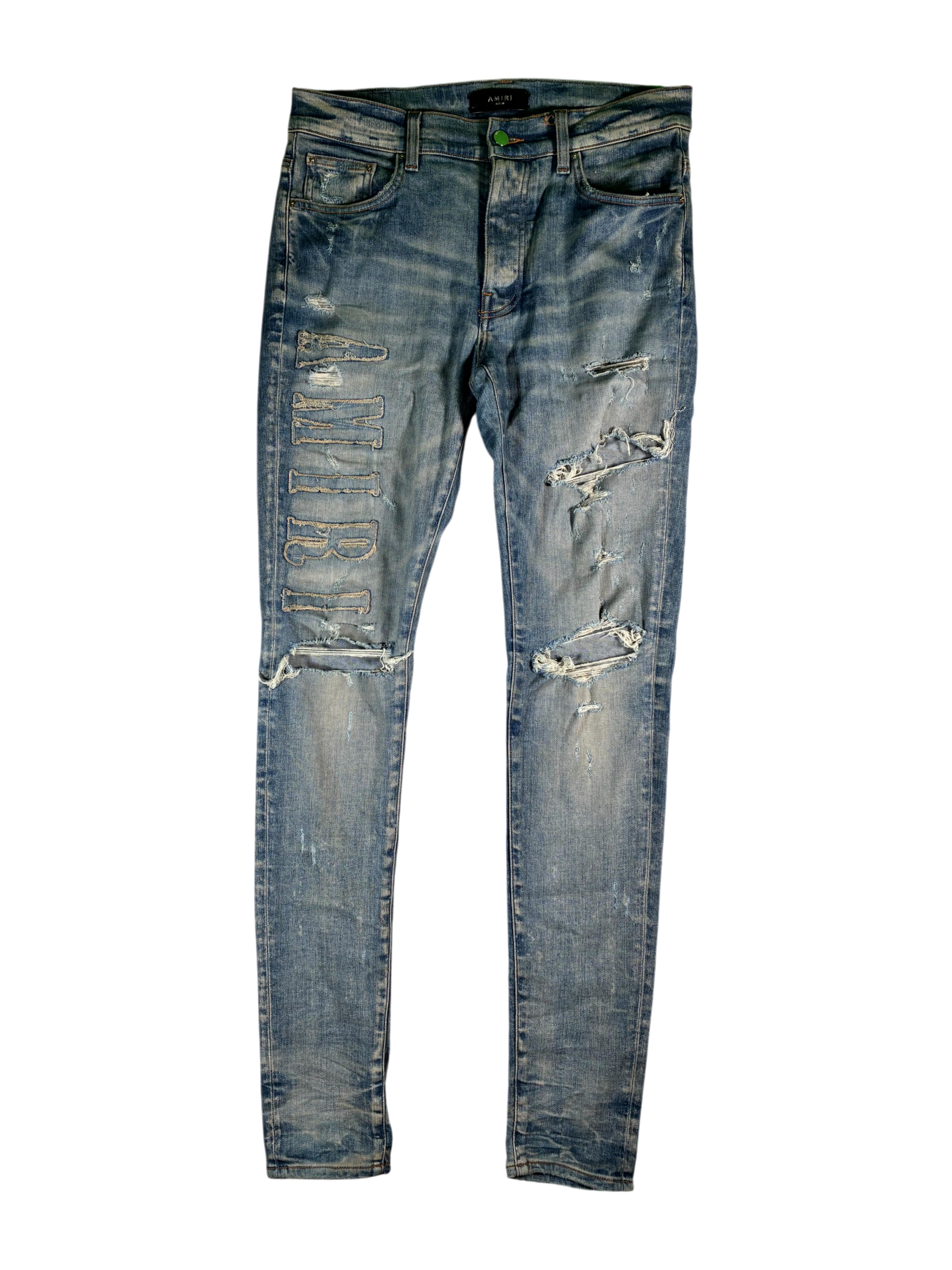 Amiri Denim Applique Side Logo Light Wash Jeans