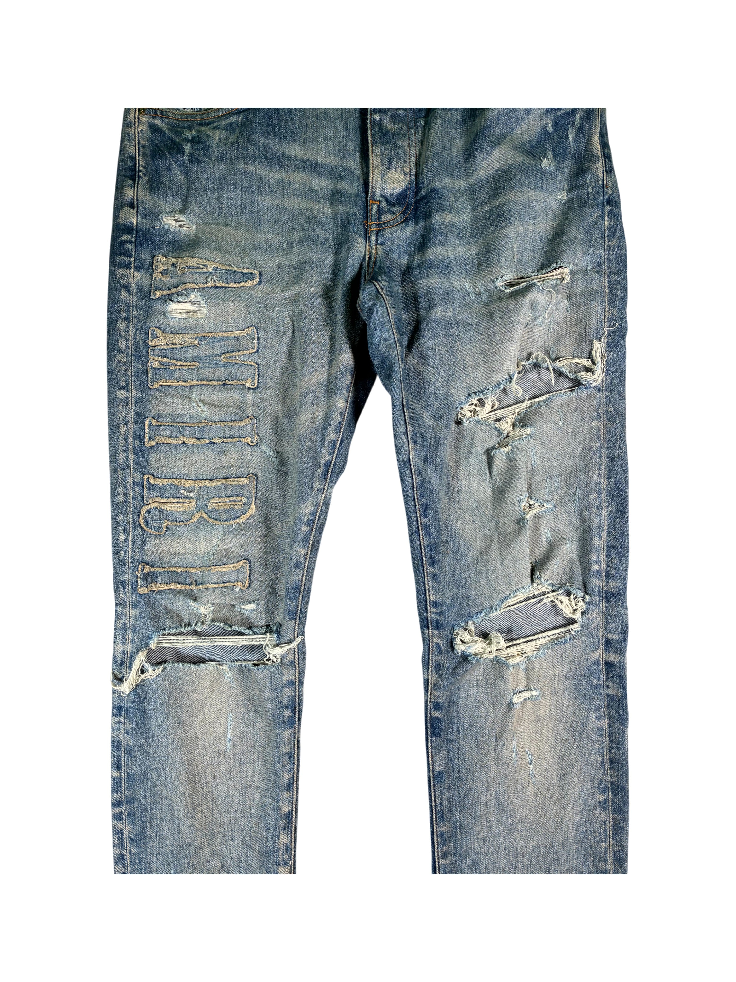 Amiri Denim Applique Side Logo Light Wash Jeans