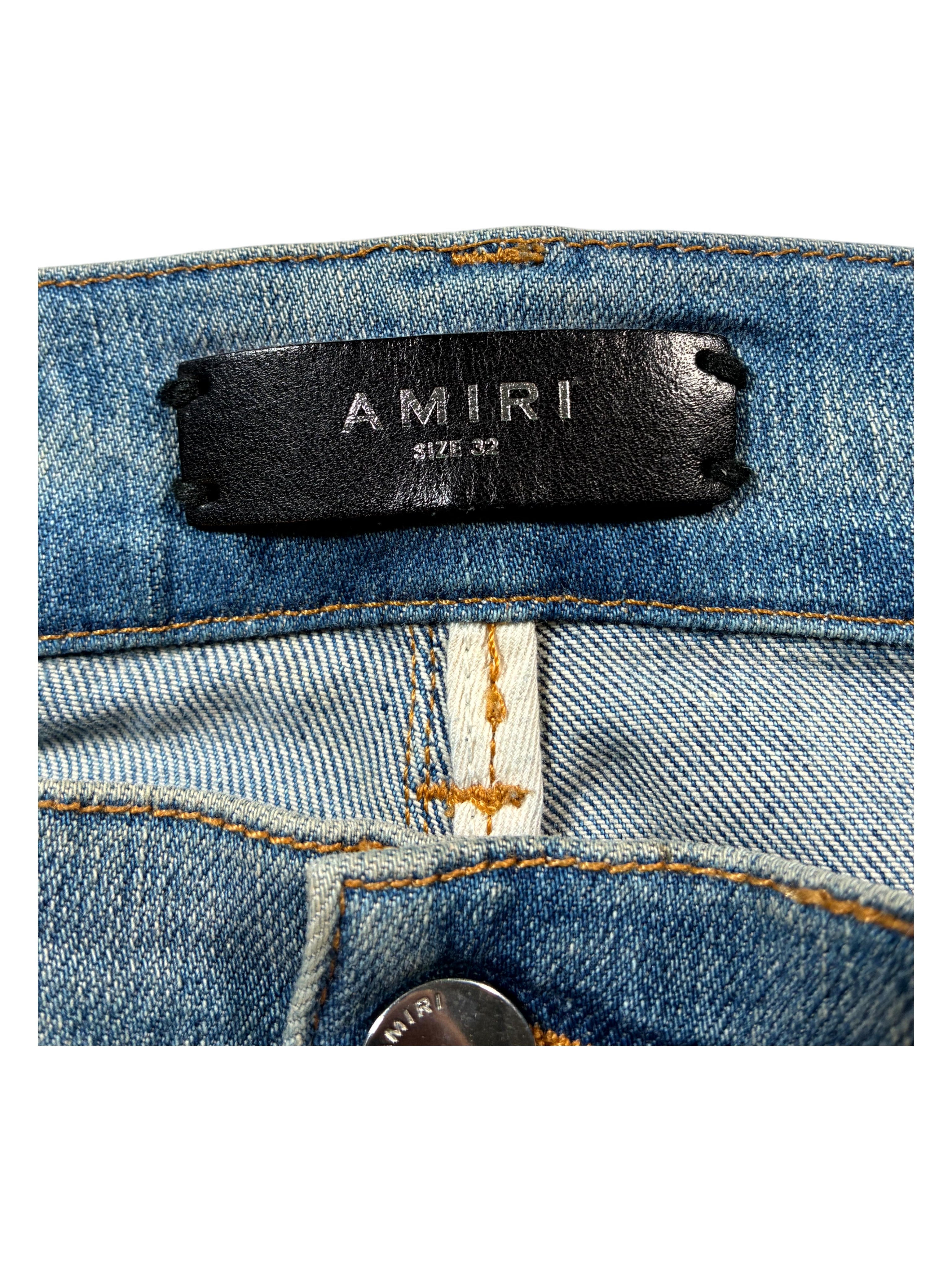 Amiri Denim Applique Side Logo Light Wash Jeans
