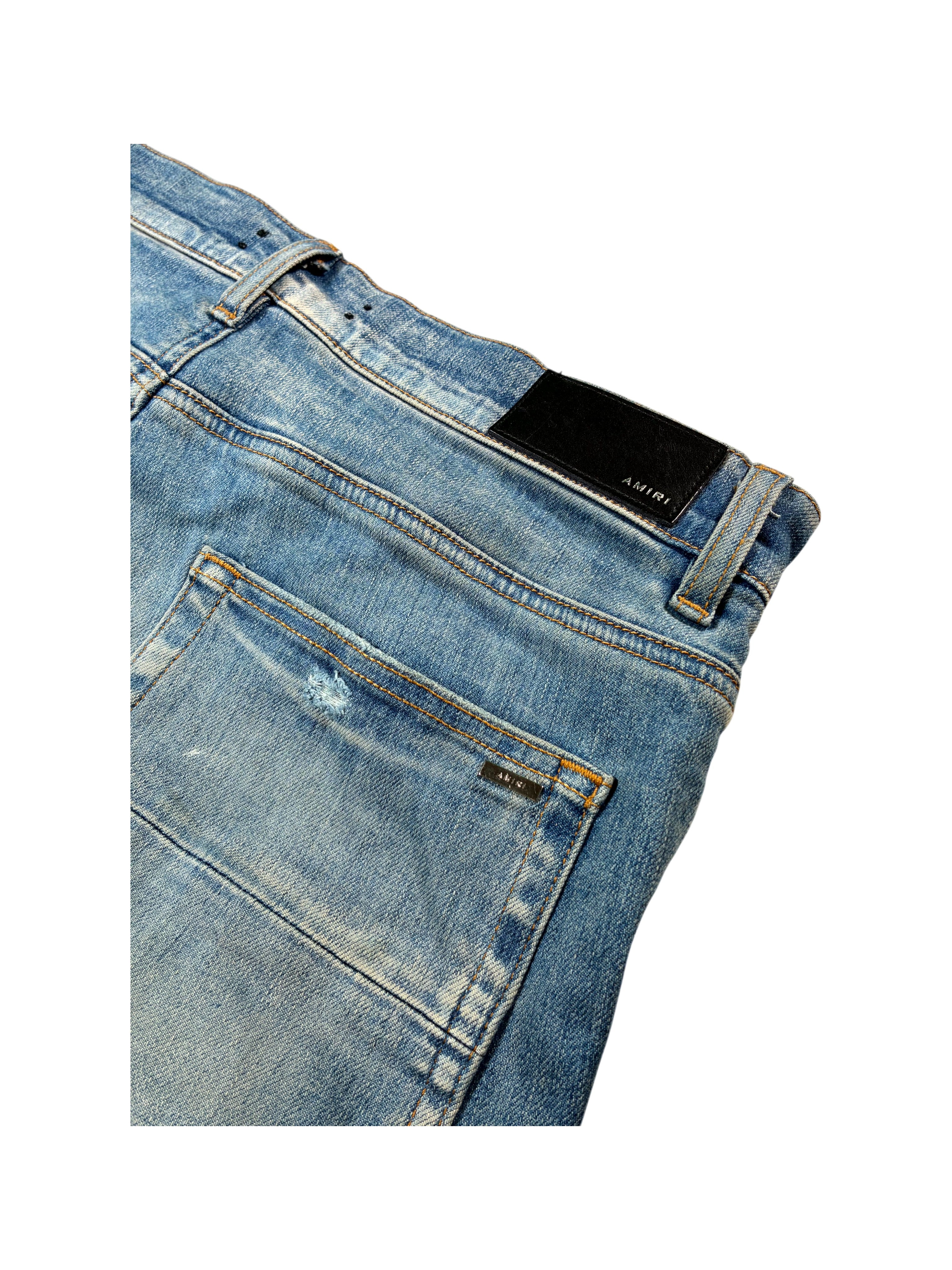 Amiri Denim Applique Side Logo Light Wash Jeans