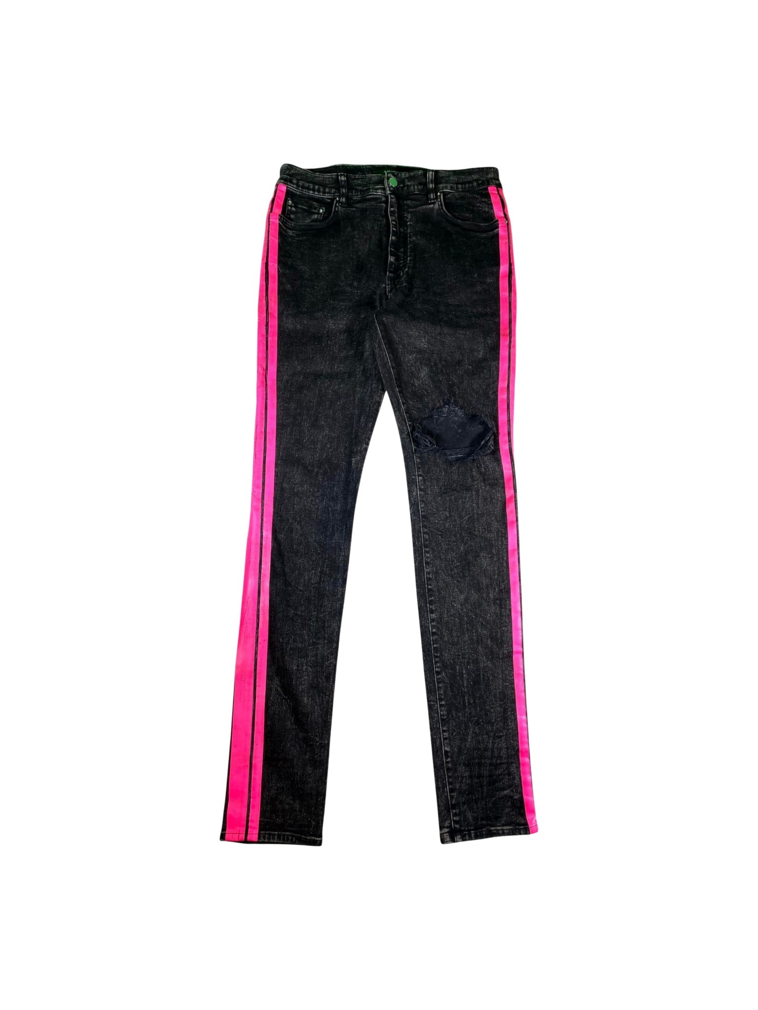 Amiri Stripe  Black Wash & Pink Jeans