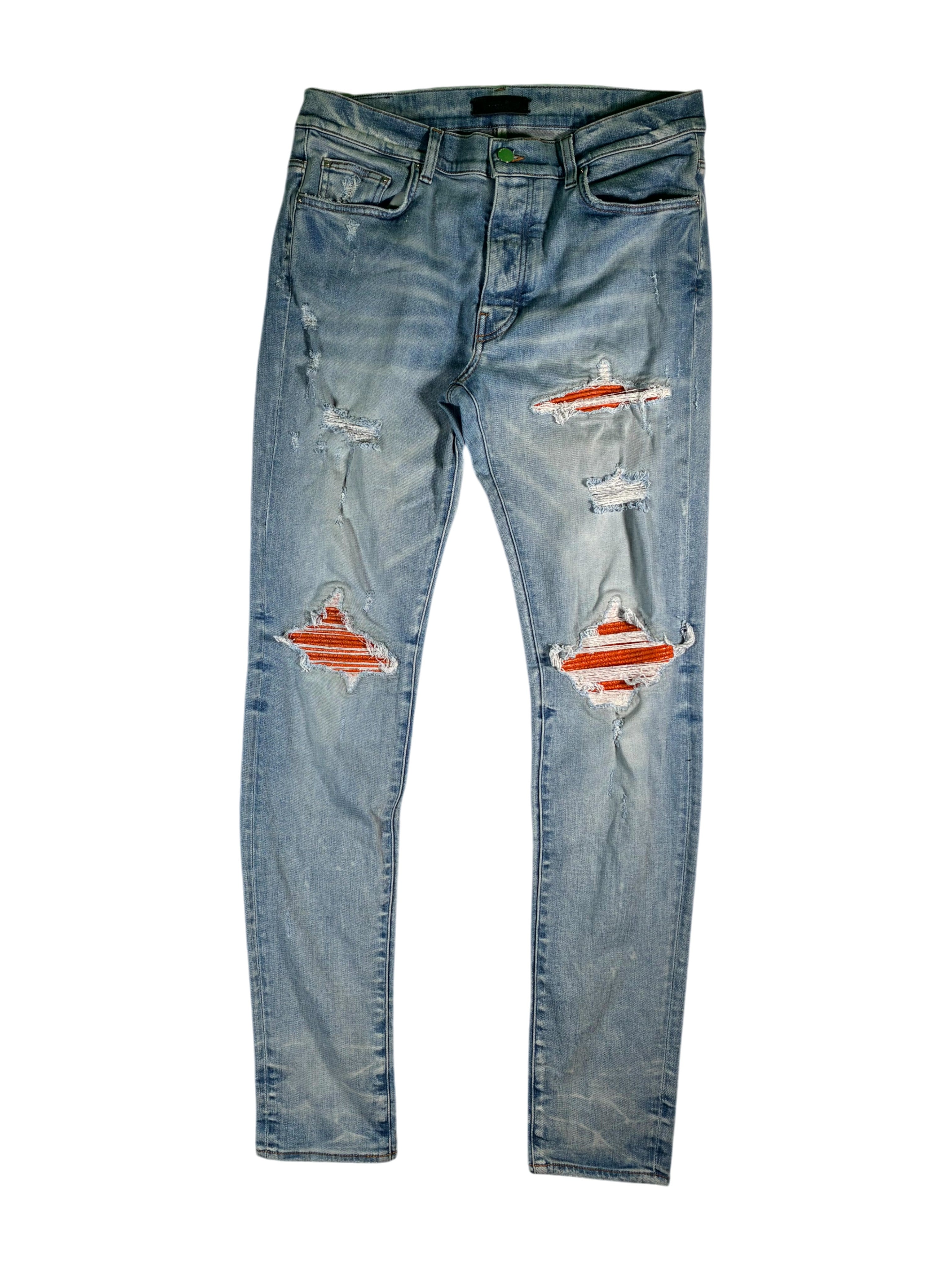 Amiri Crackle Patch MX1 Light Wash & Orange Jeans