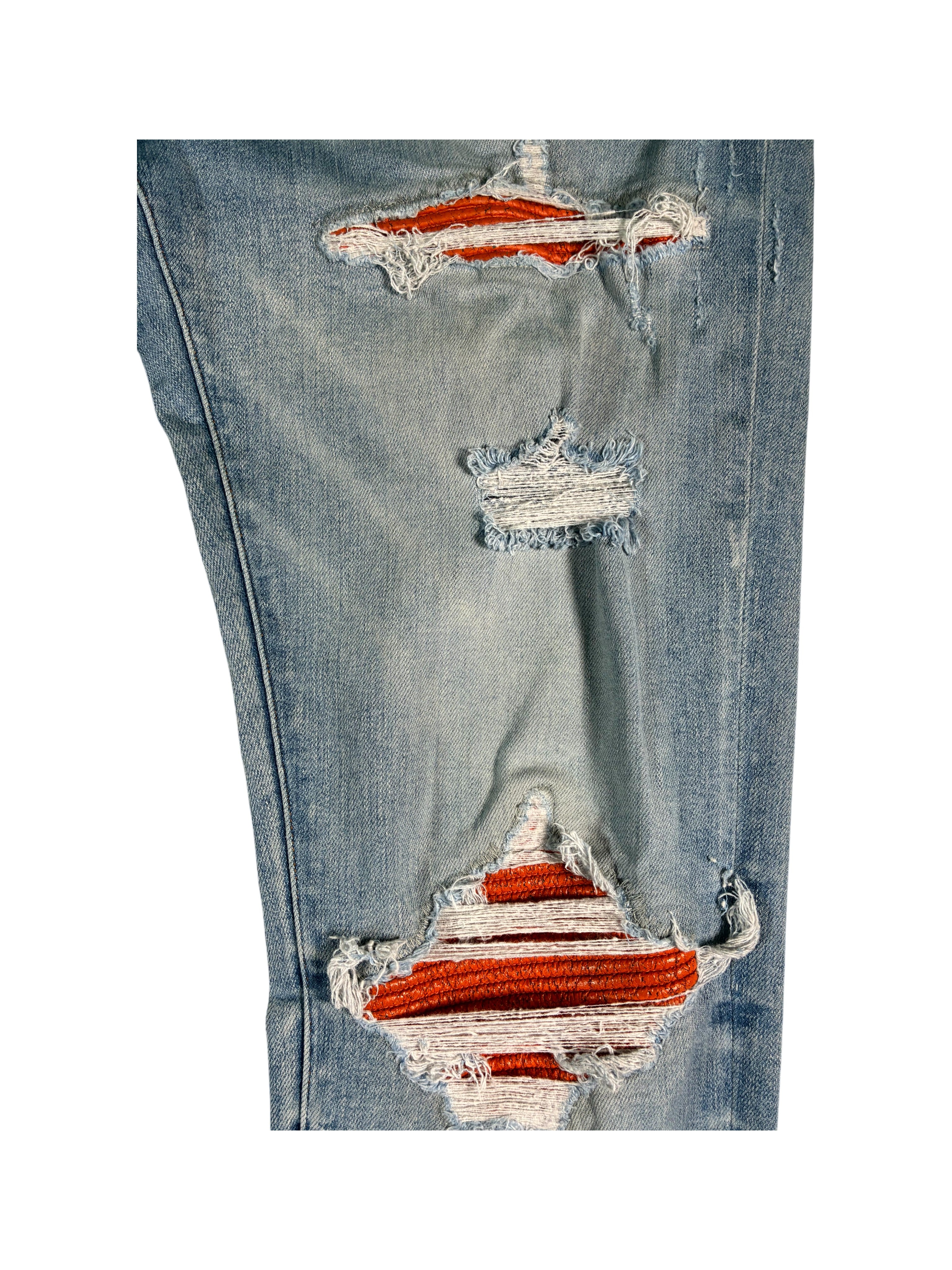 Amiri Crackle Patch MX1 Light Wash & Orange Jeans