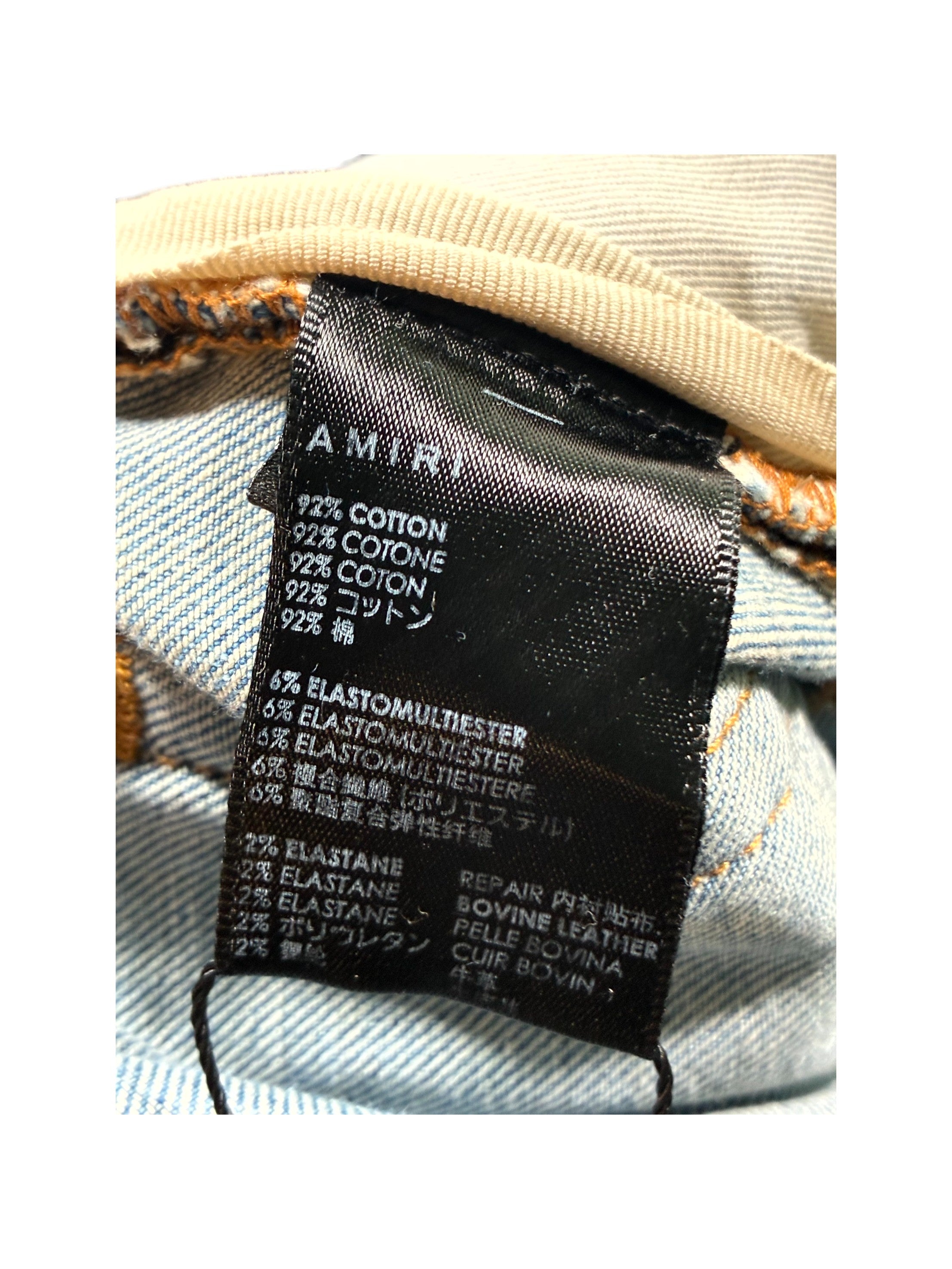 Amiri Crackle Patch MX1 Light Wash & Orange Jeans