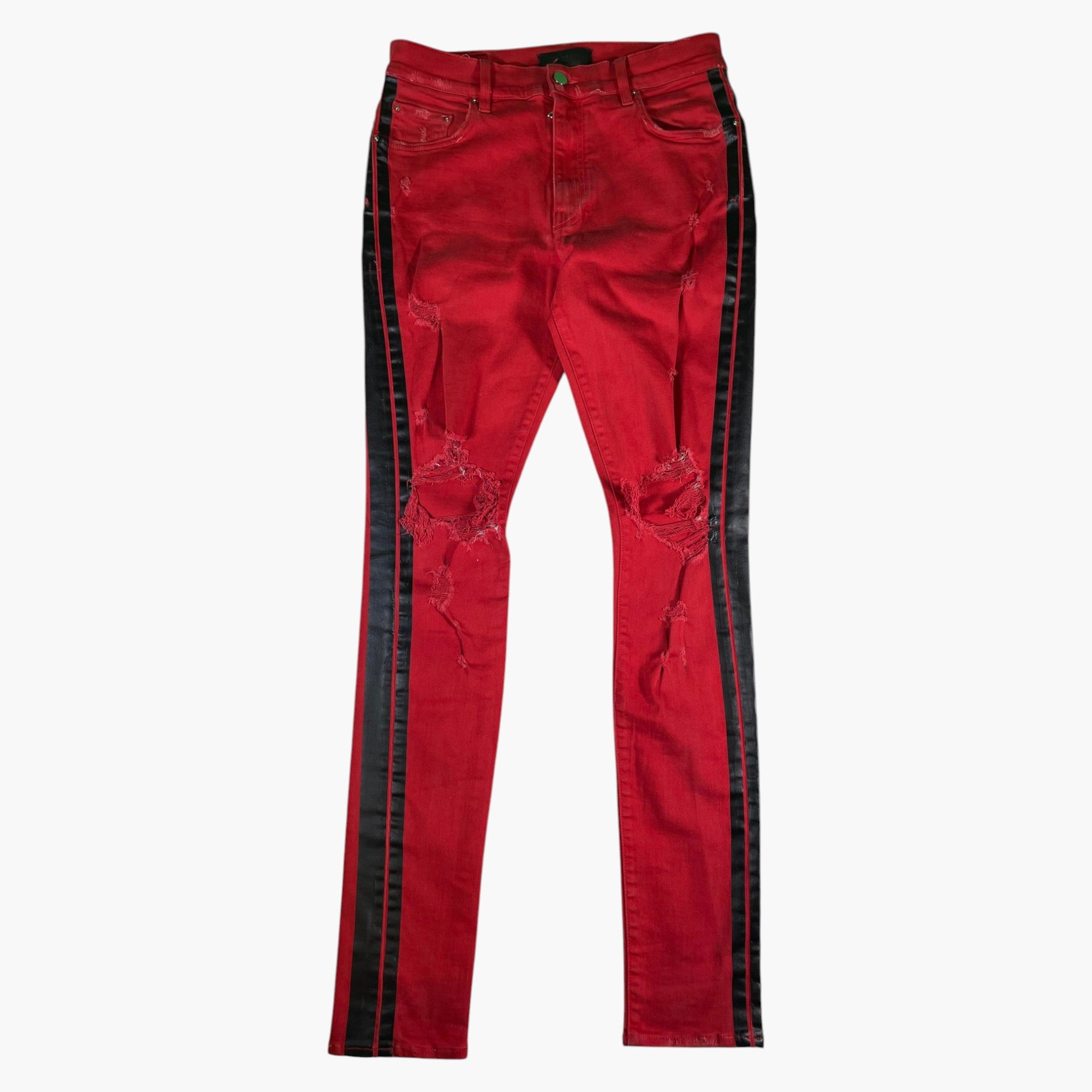 Amiri Red & Black Stripe Jeans