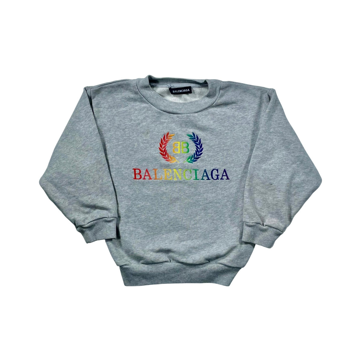 Balenciaga Crest Crewneck Grey & Rainbow Sweatshirt