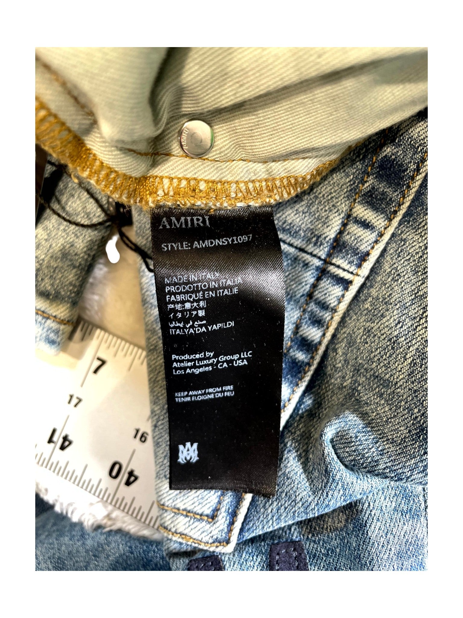 Amiri "Suede MA Logo" Light Wash Jeans
