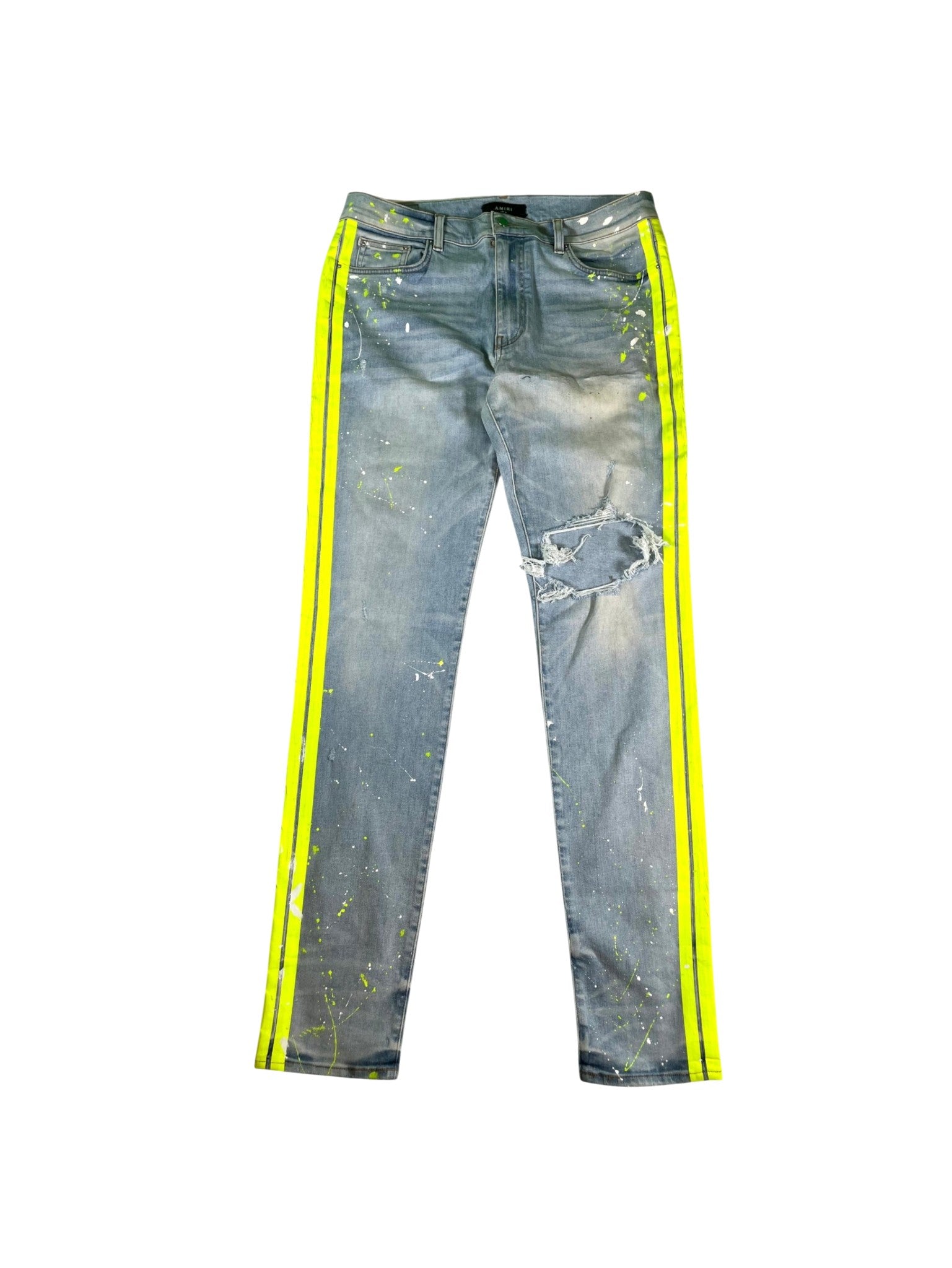 Amiri Splatter Stripe Light Wash & Neon Jeans