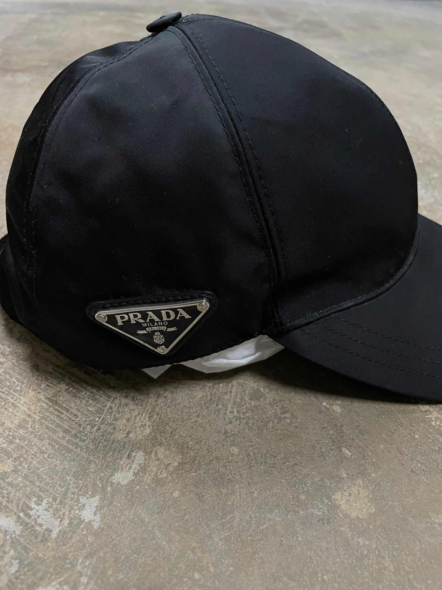 Prada Nylon Cap Black Used Large