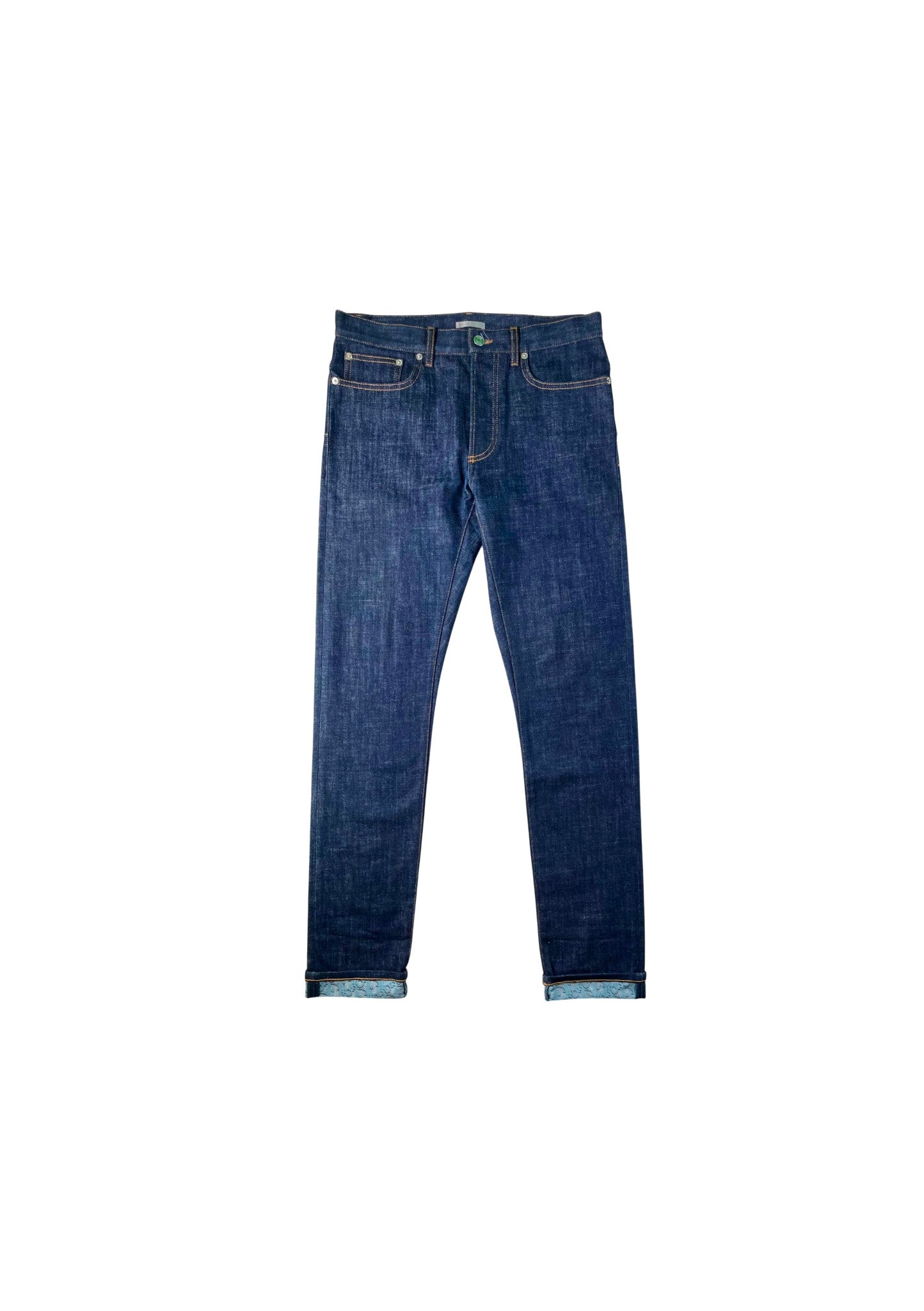 Dior "Selvedge Cuff Logo" Navy Jeans