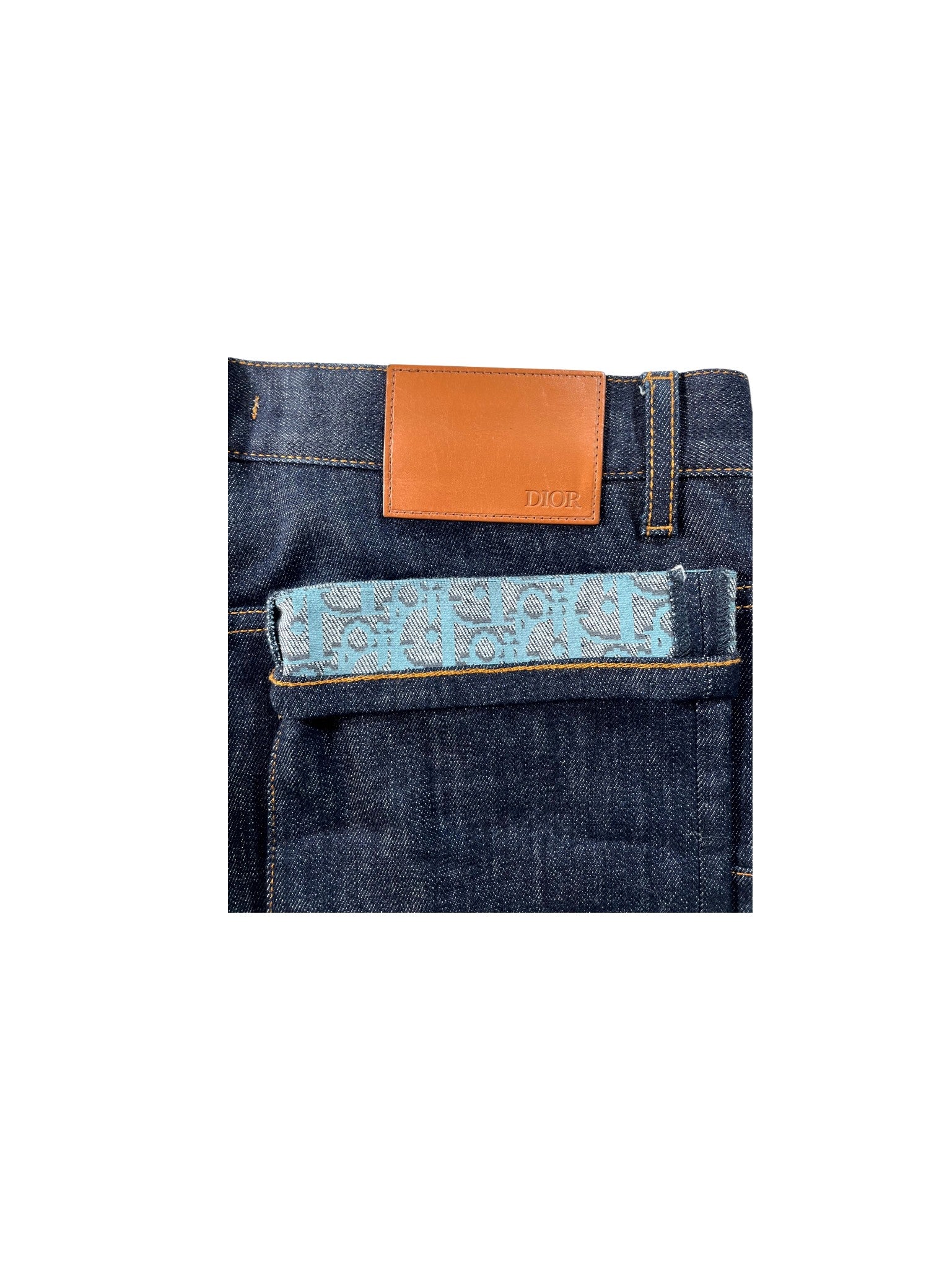 Dior "Selvedge Cuff Logo" Navy Jeans