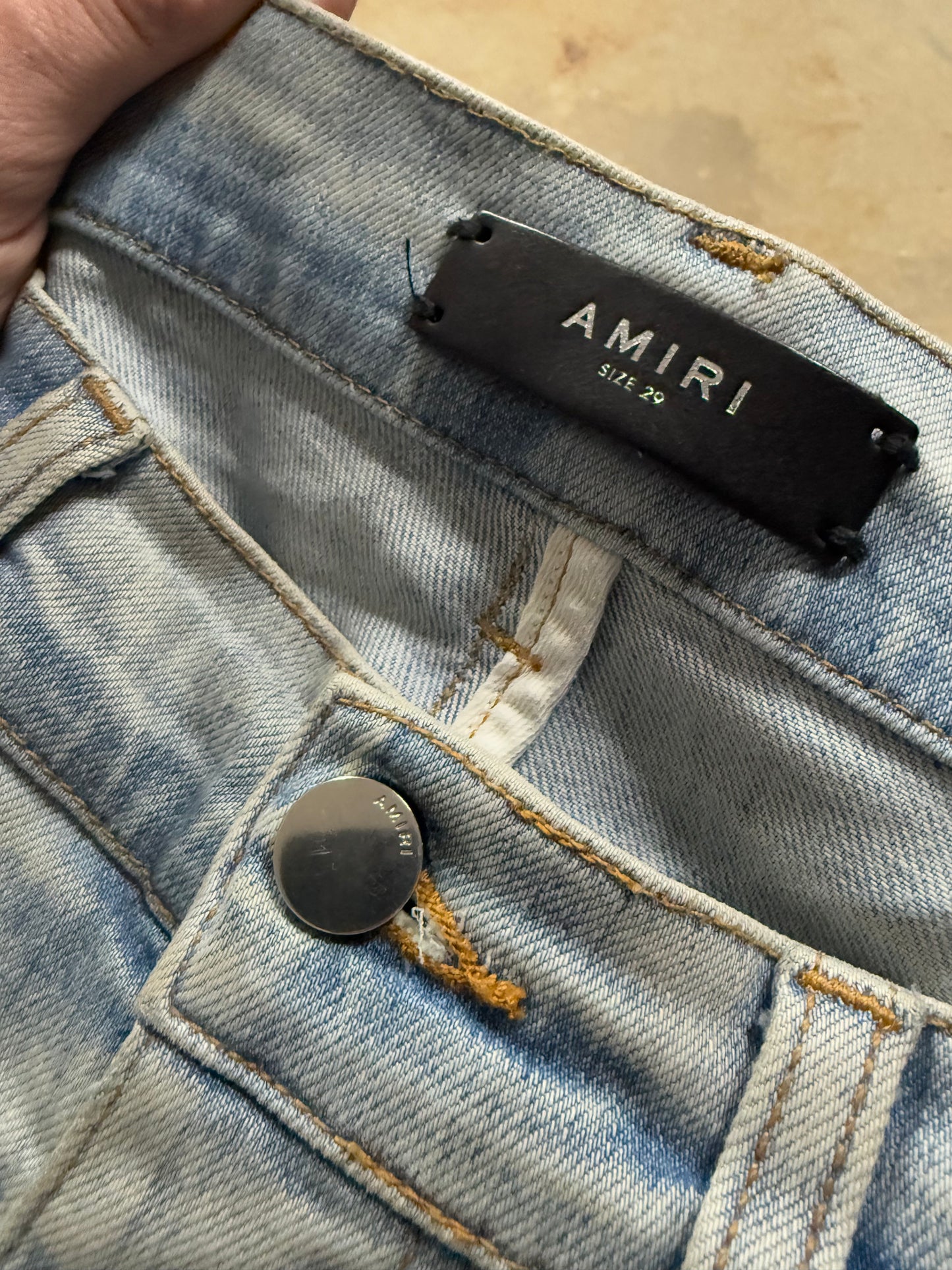 Amiri MX1 Light Wash Zebra Patch Used 29