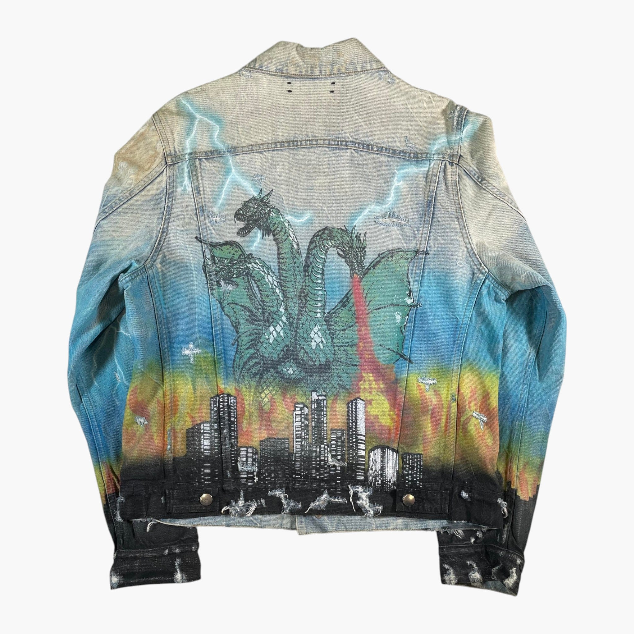 Amiri Dragon Skyline Light Wash Denim Jacket