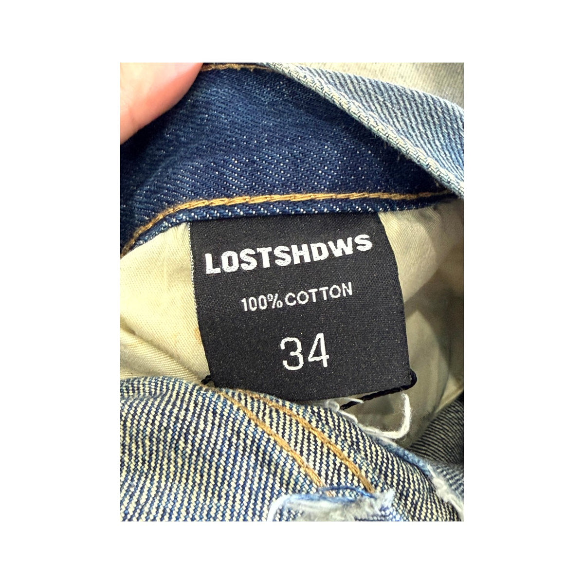 LOST SHDWS Waxed Distressed Navy Jeans