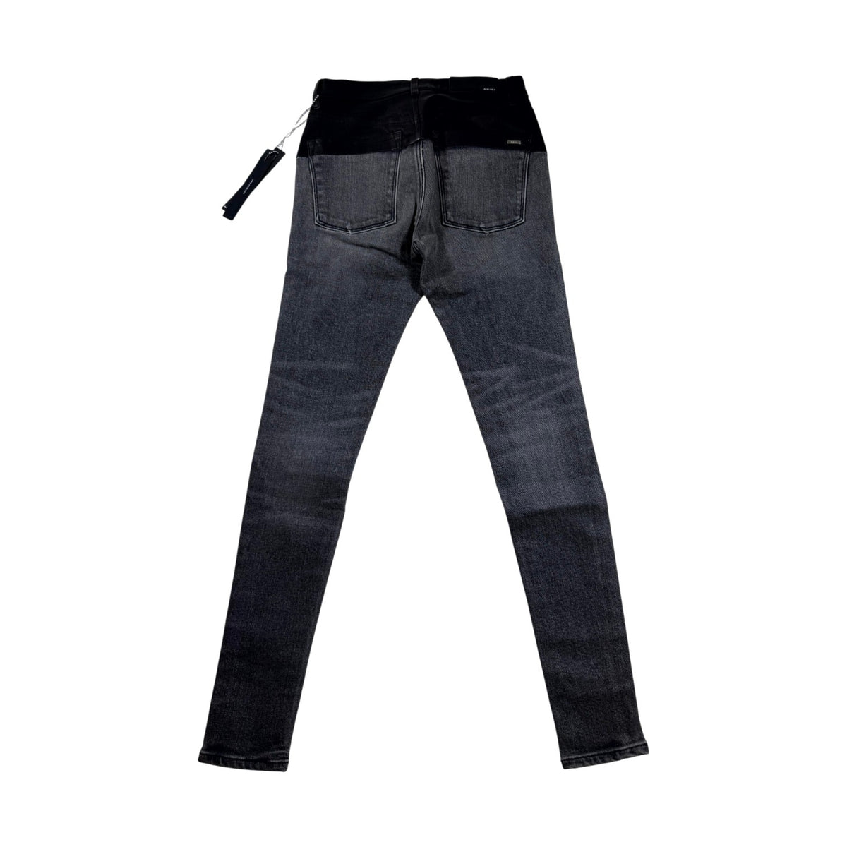 Amiri Leather Contrast Grey & Black Jeans