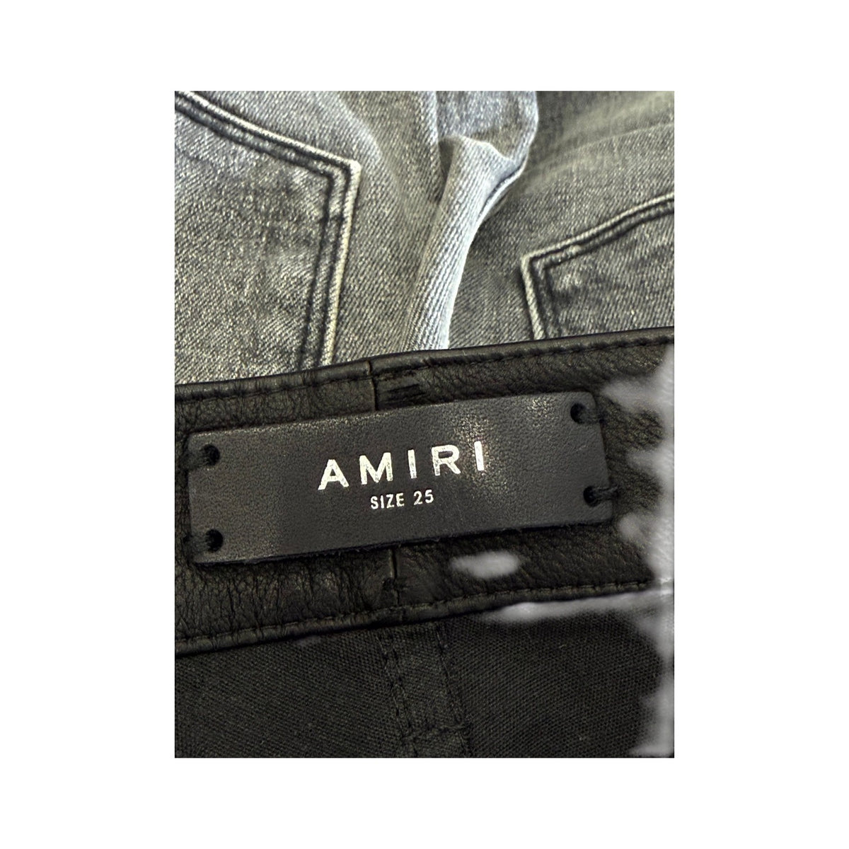 Amiri Leather Contrast Grey & Black Jeans