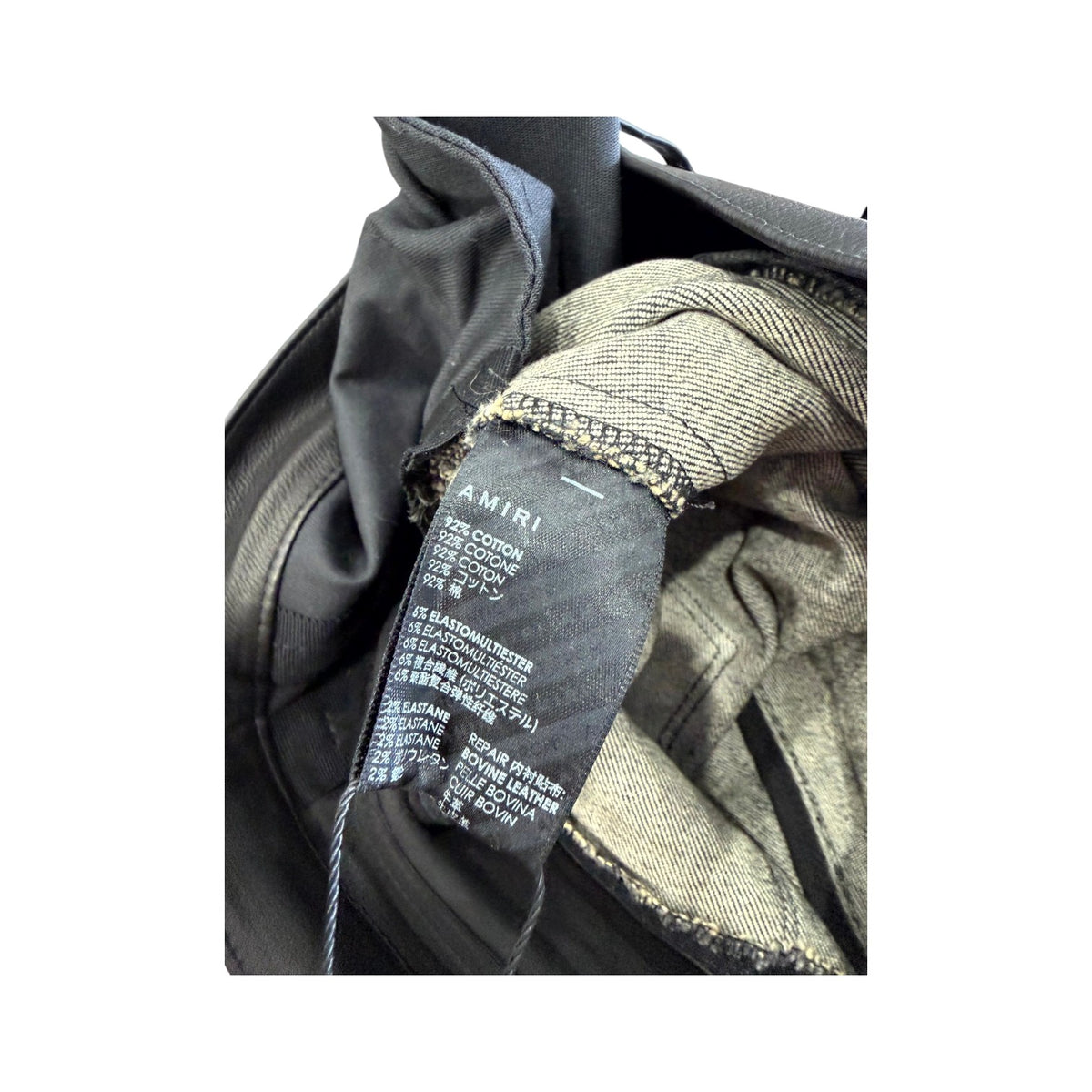 Amiri Leather Contrast Grey & Black Jeans