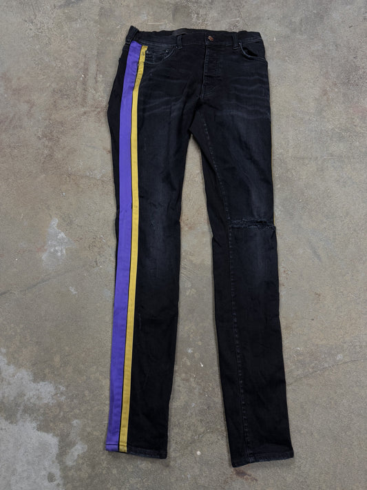 Amiri Jeans Thrasher Black Purple Yellow Stripe Used 30