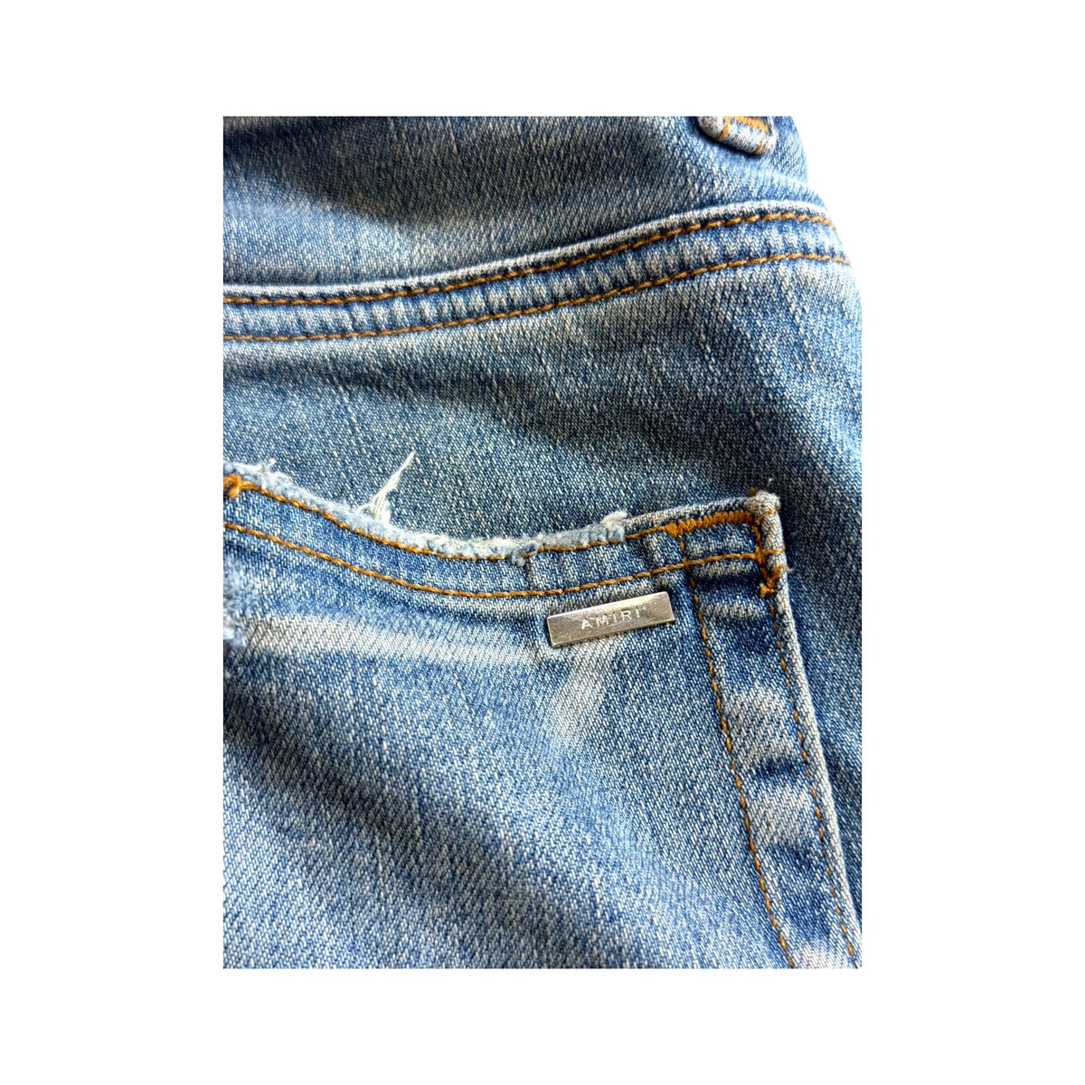 Amiri Thrasher Rip Light Wash Jeans