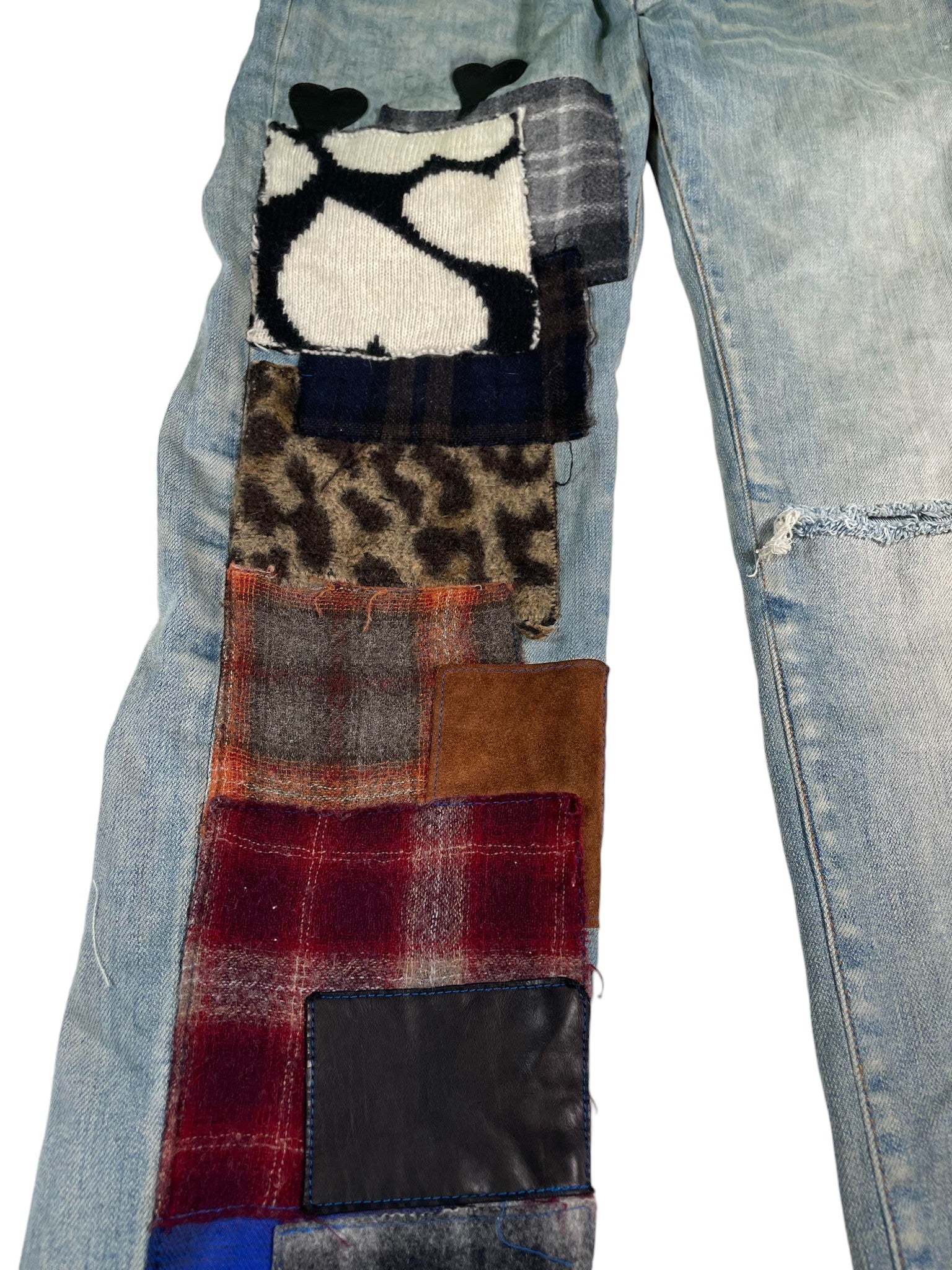 Amiri Grunge Patchwork Light Wash Jeans