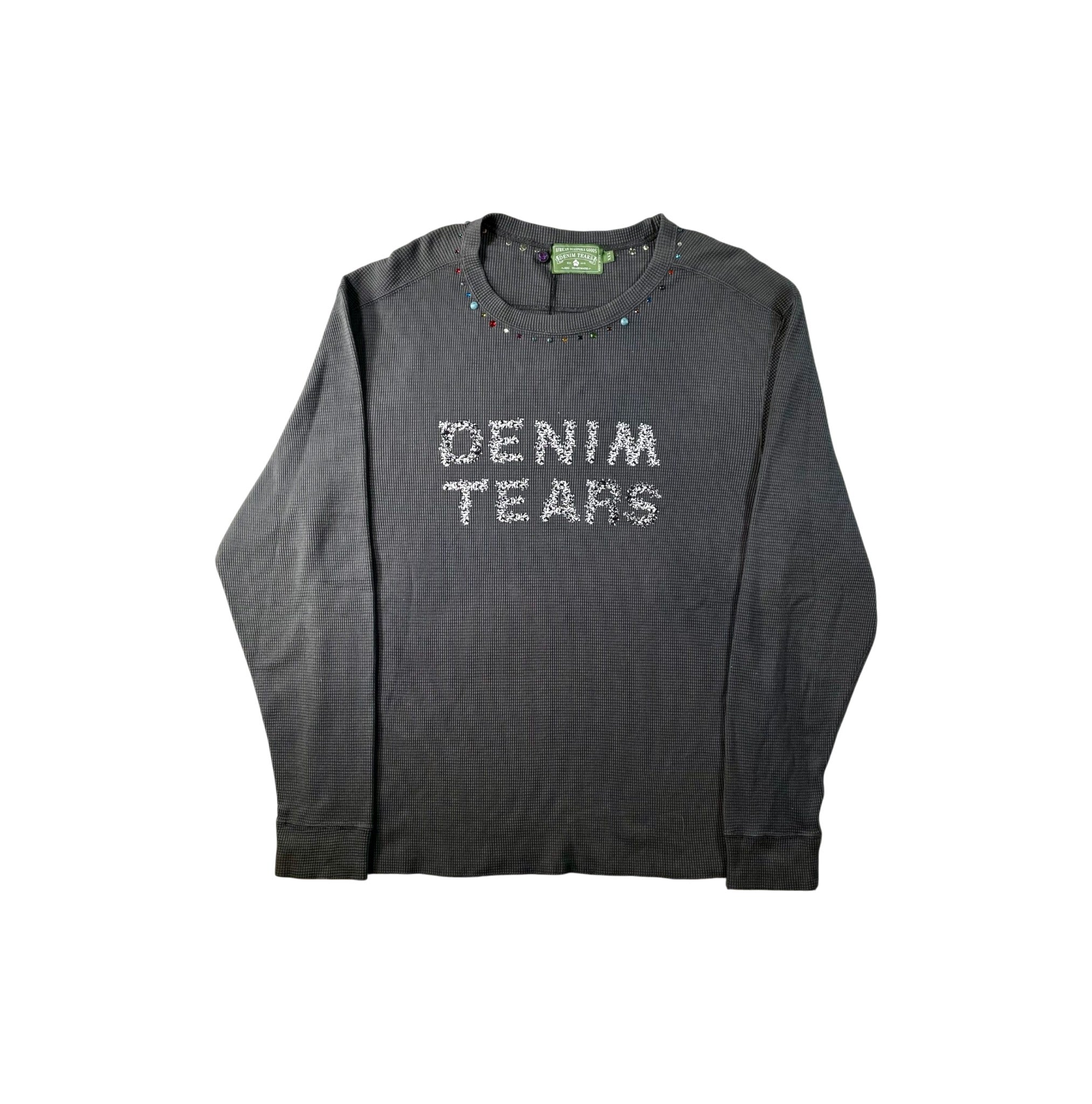 Denim Tears Rhinestone Thermal Grey Sweatshirt