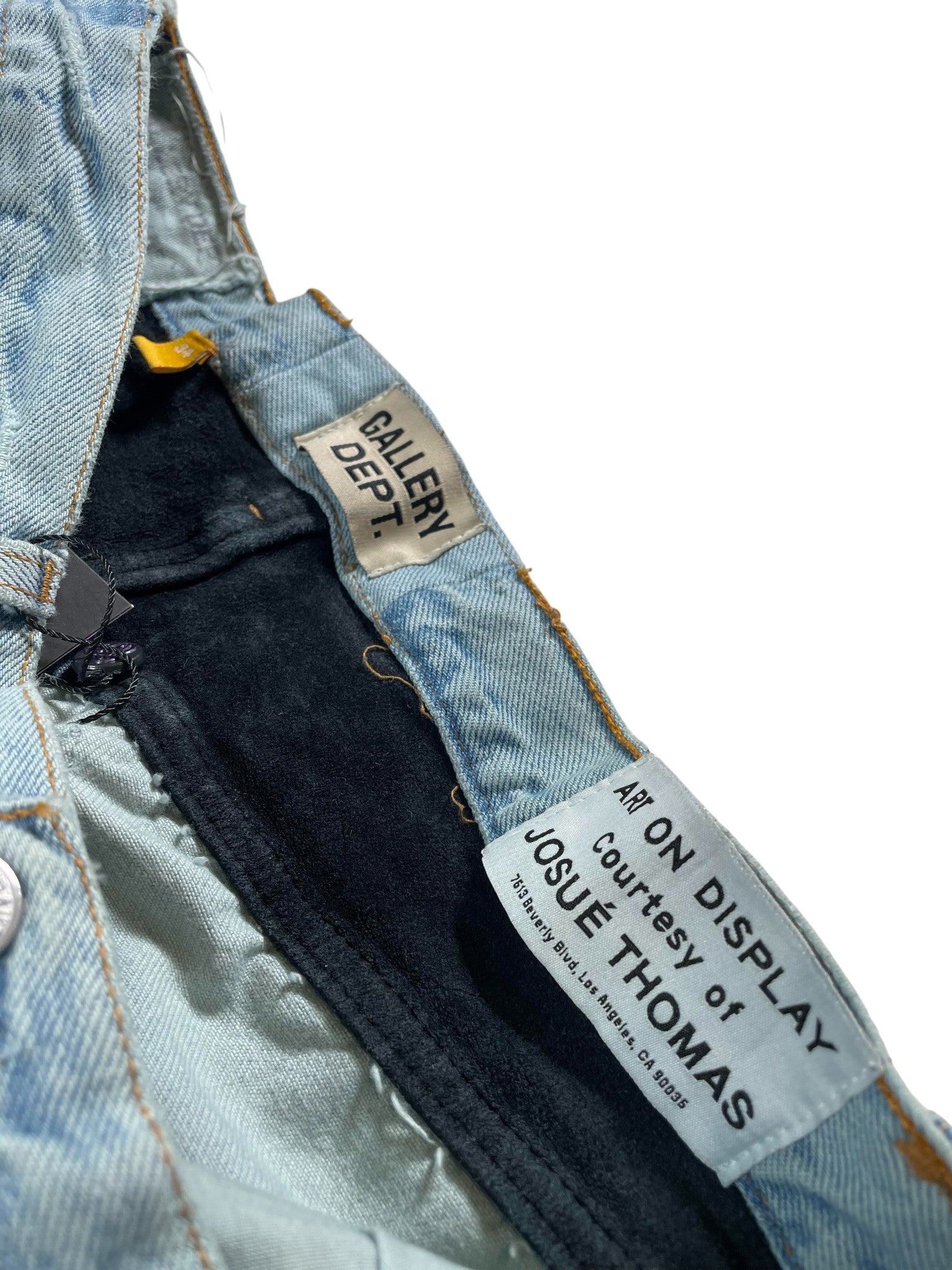 Gallery Dept. G-Patch Light Wash Black Leather Flare Jeans