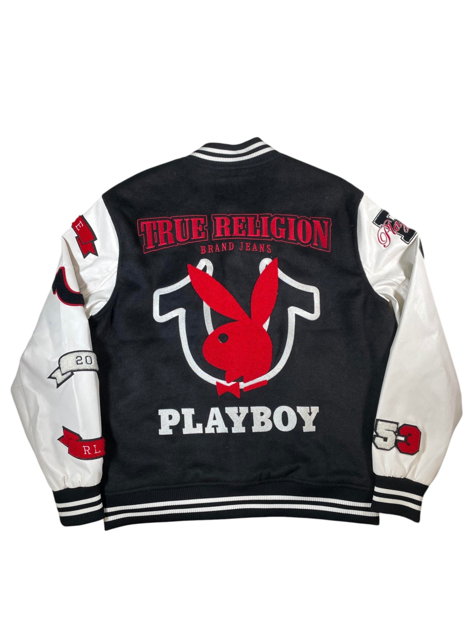 True Religon Playboy Black & White Varsity Jacket