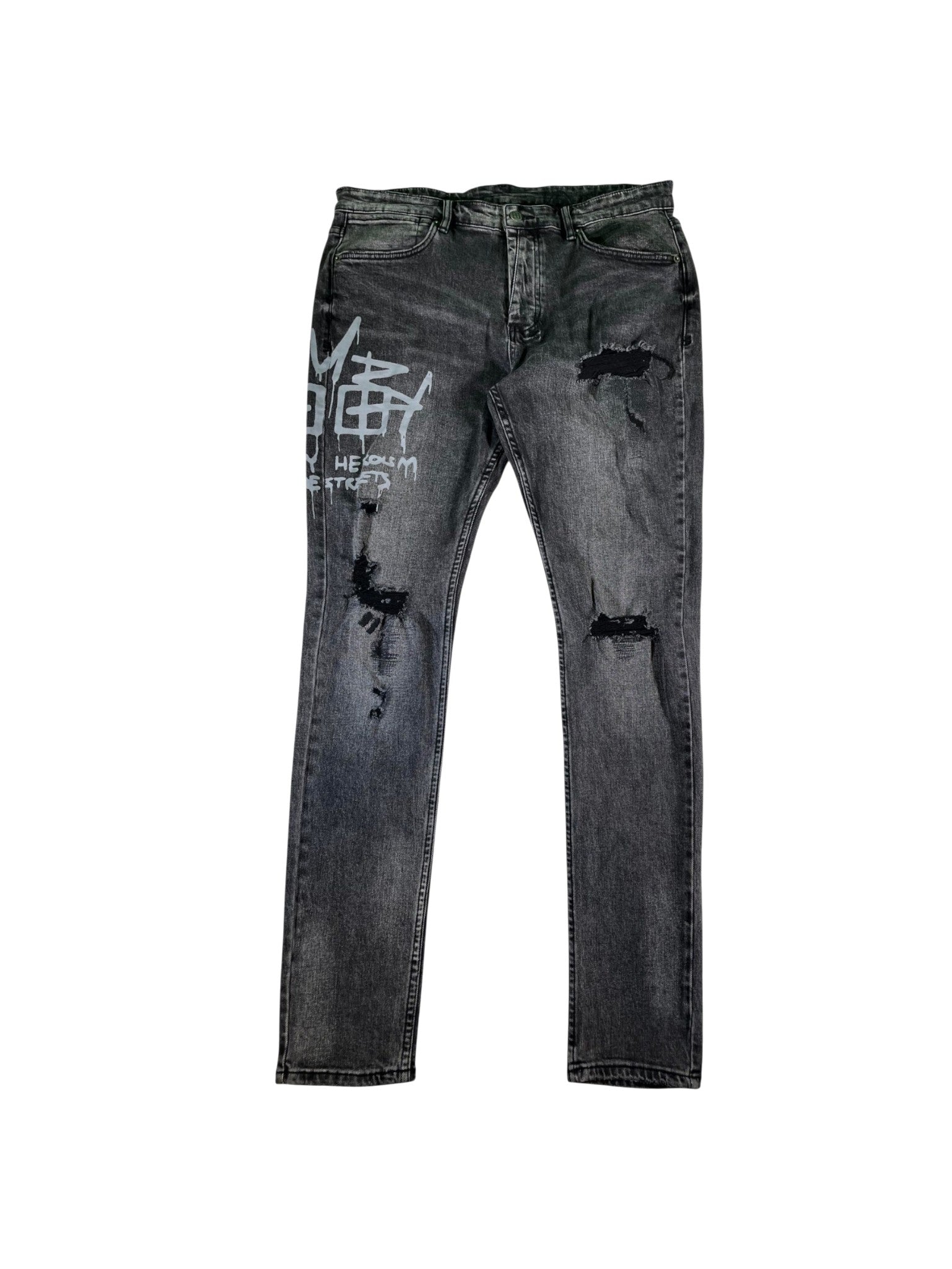 Ksubi Writing Ripped Black Wash Jeans
