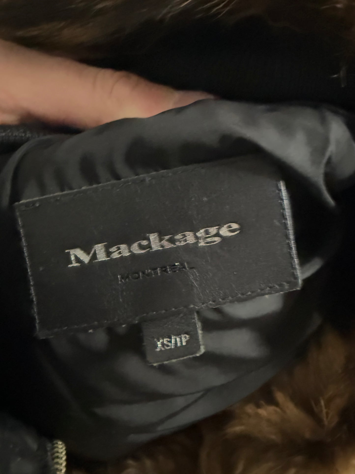 Mackage Jacket Black Fur Used XS