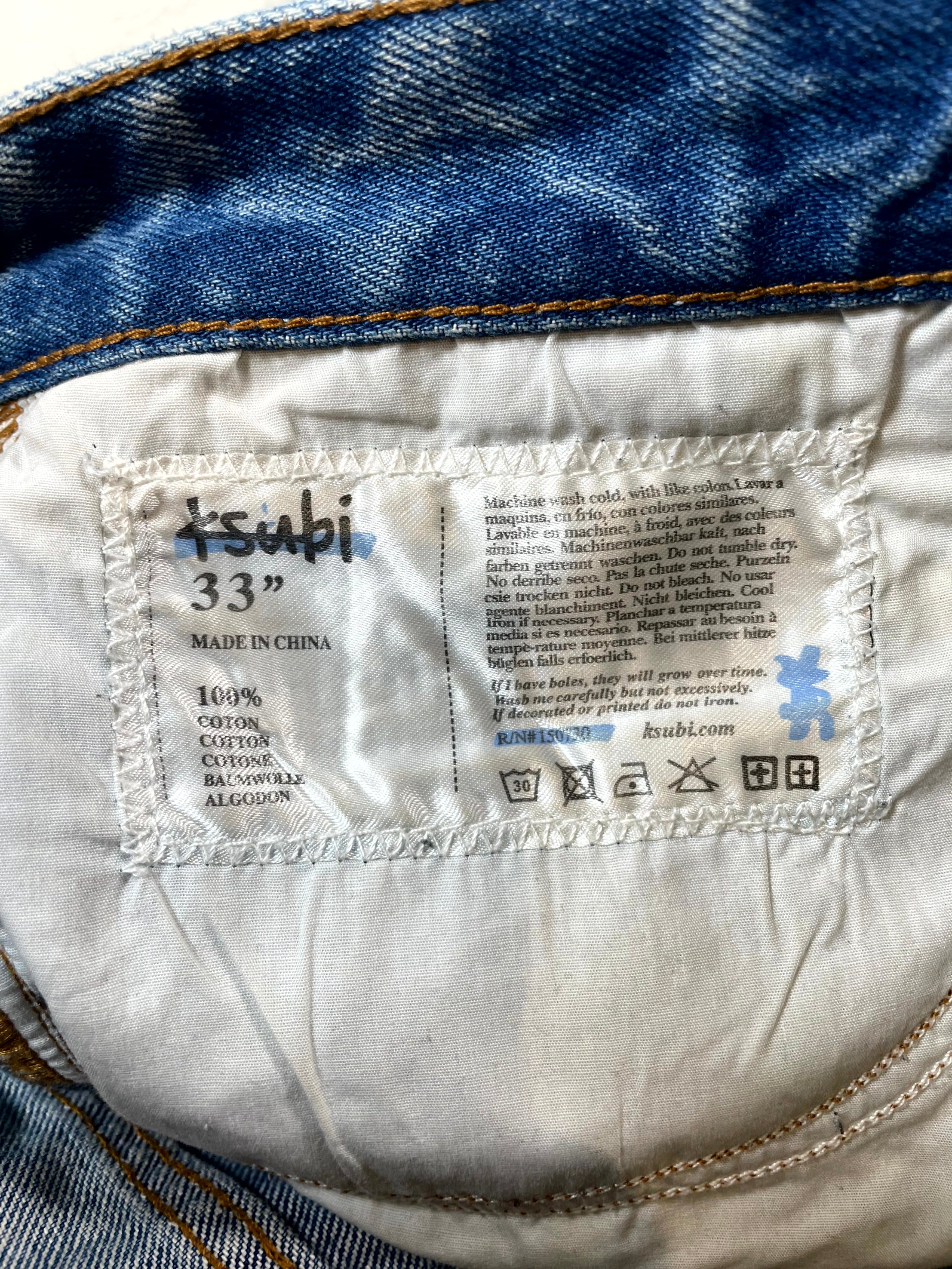 Ksubi Plus Logo Straight Leg Light Wash Jeans