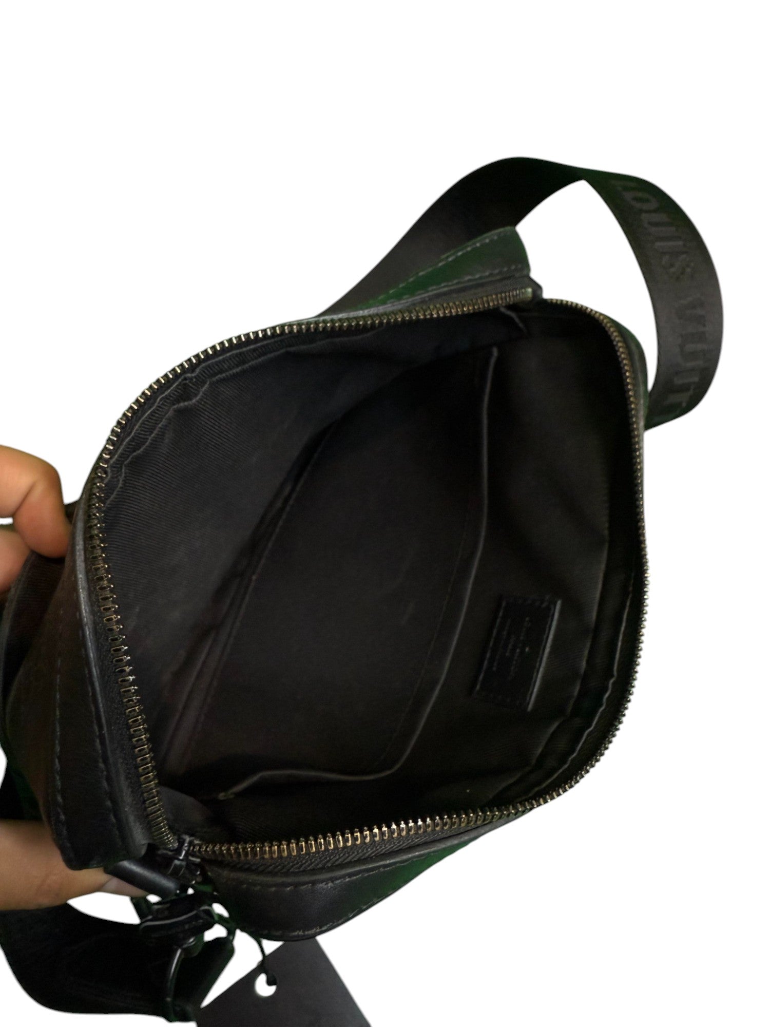 LV Side Black Leather Bag