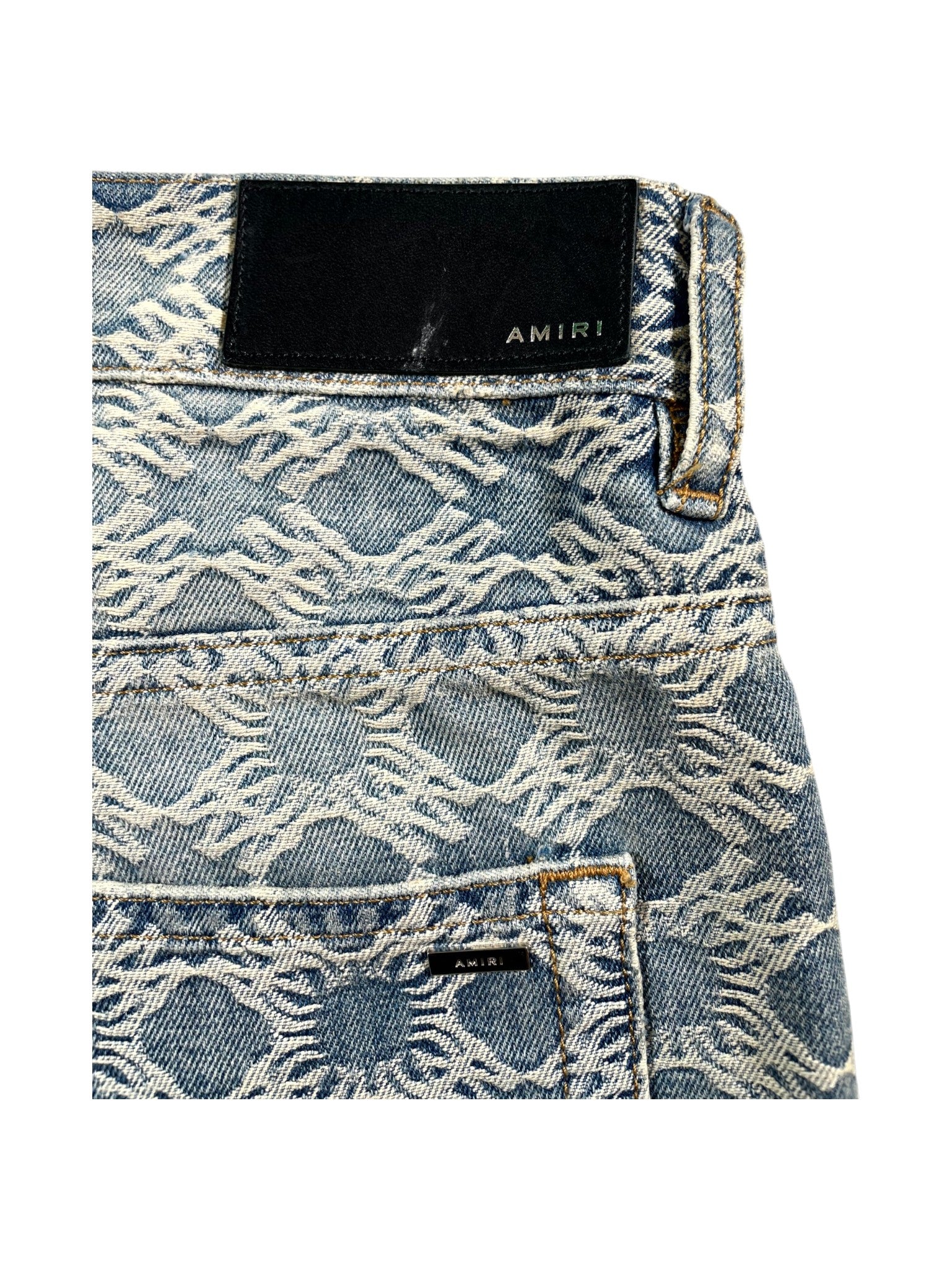 Amiri "MA Logo Wide Leg" Light Wash Jeans