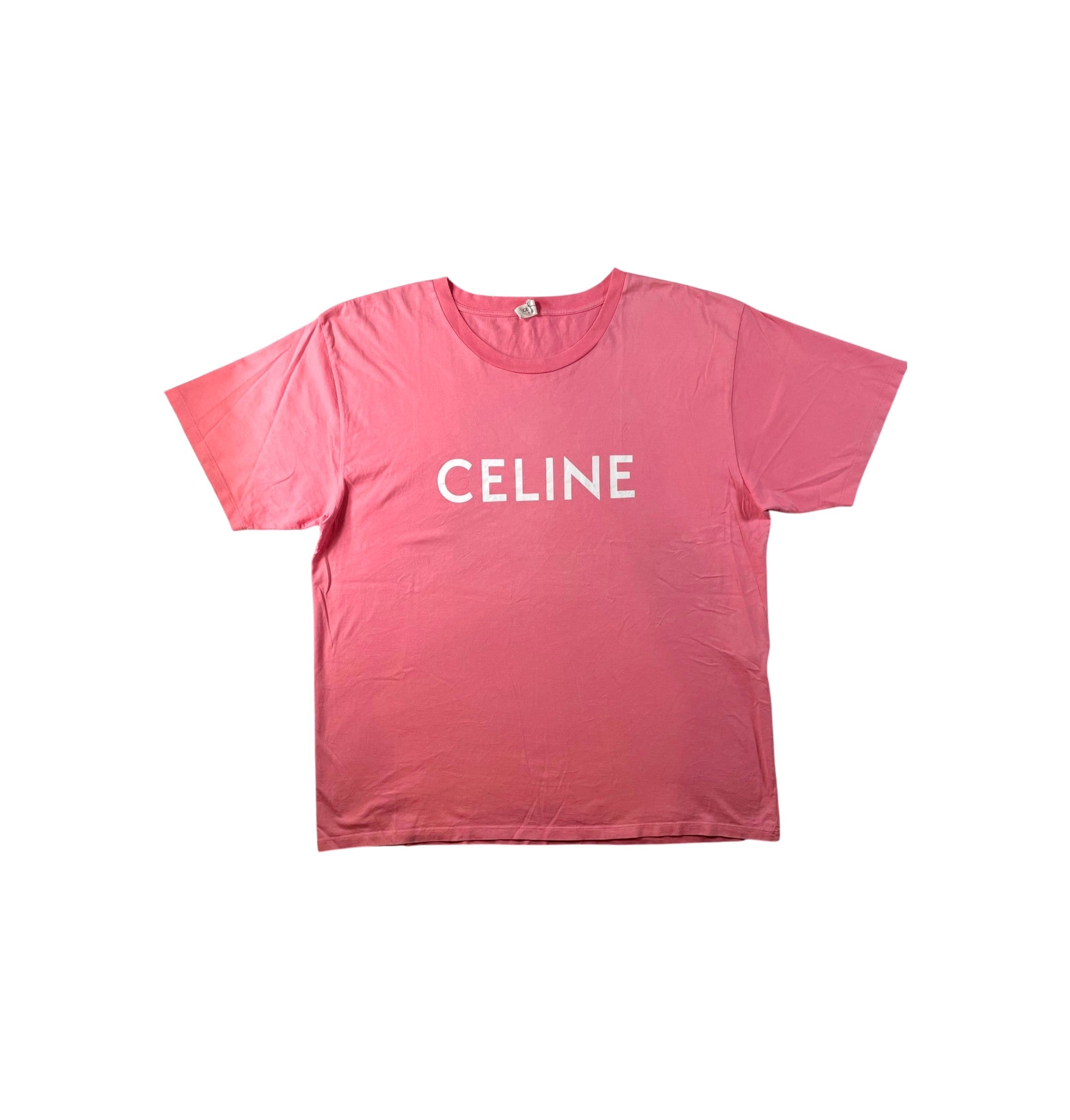 Celine Logo Pink & White Tee